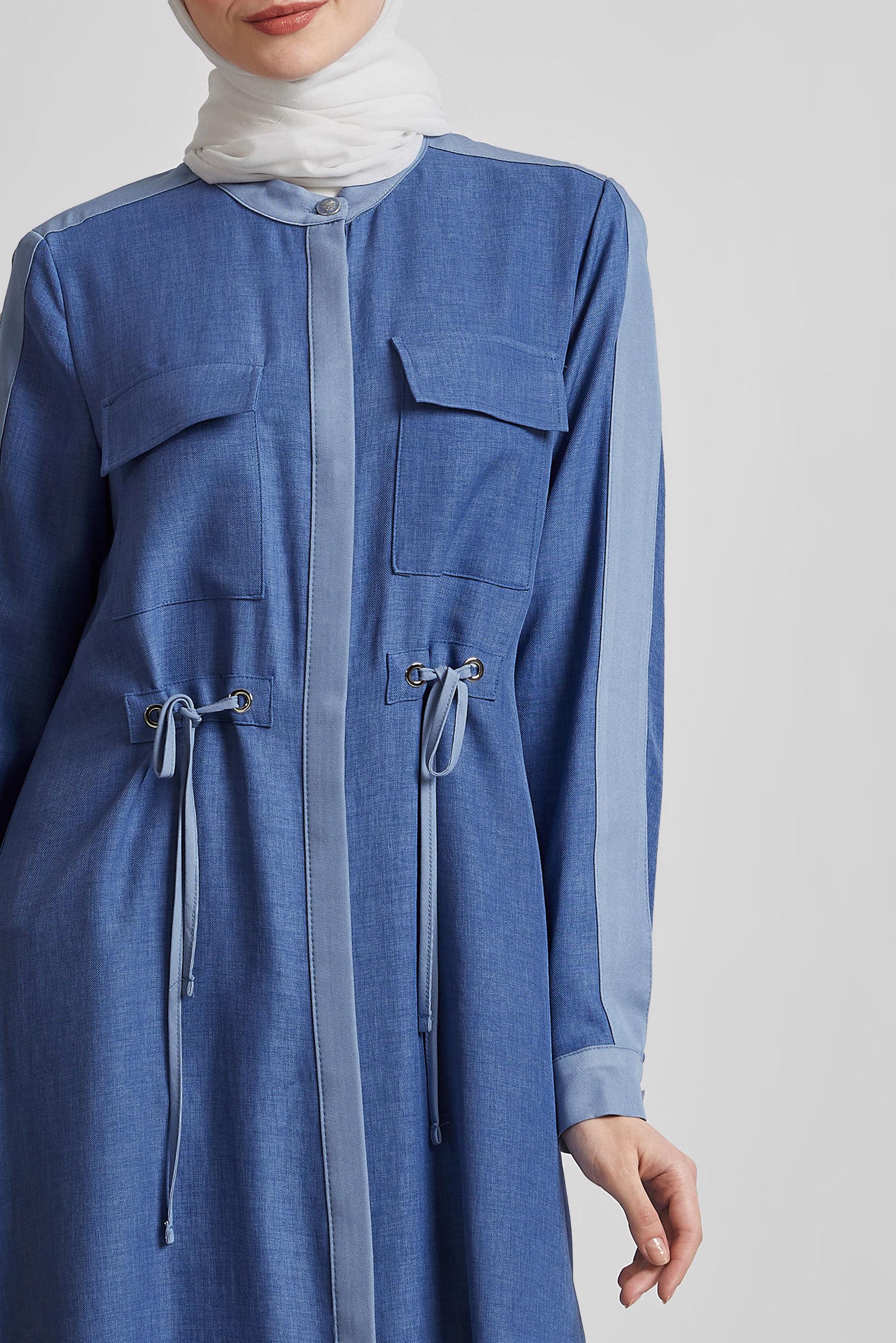 Tesettür giyim LACİVERT BAĞCIK DETAYLI TUNİK 45514