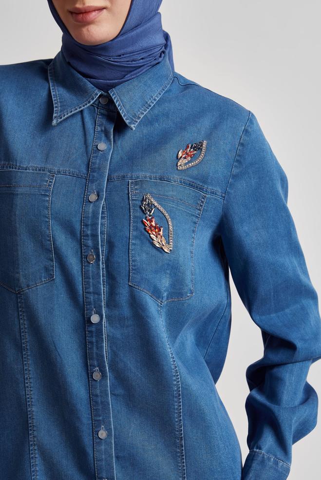 Hijab clothing BLUE DENIM TUNIC 45516 - ALVİNA