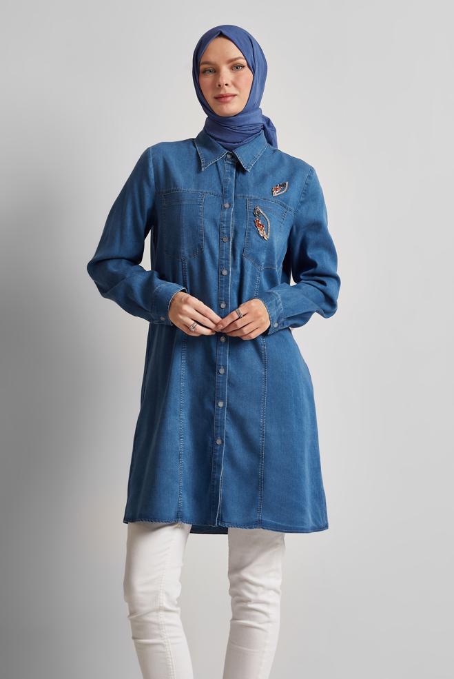 Hijab clothing BLUE DENIM TUNIC 45516 - ALVİNA