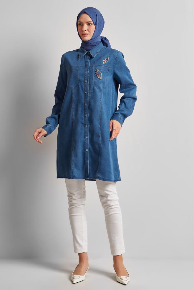 Hijab clothing BLUE DENIM TUNIC 45516 - ALVİNA