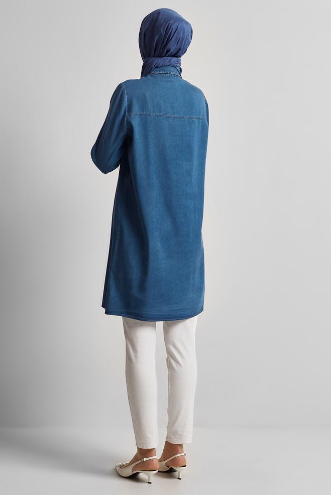 Hijab clothing BLUE DENIM TUNIC 45516 - ALVİNA
