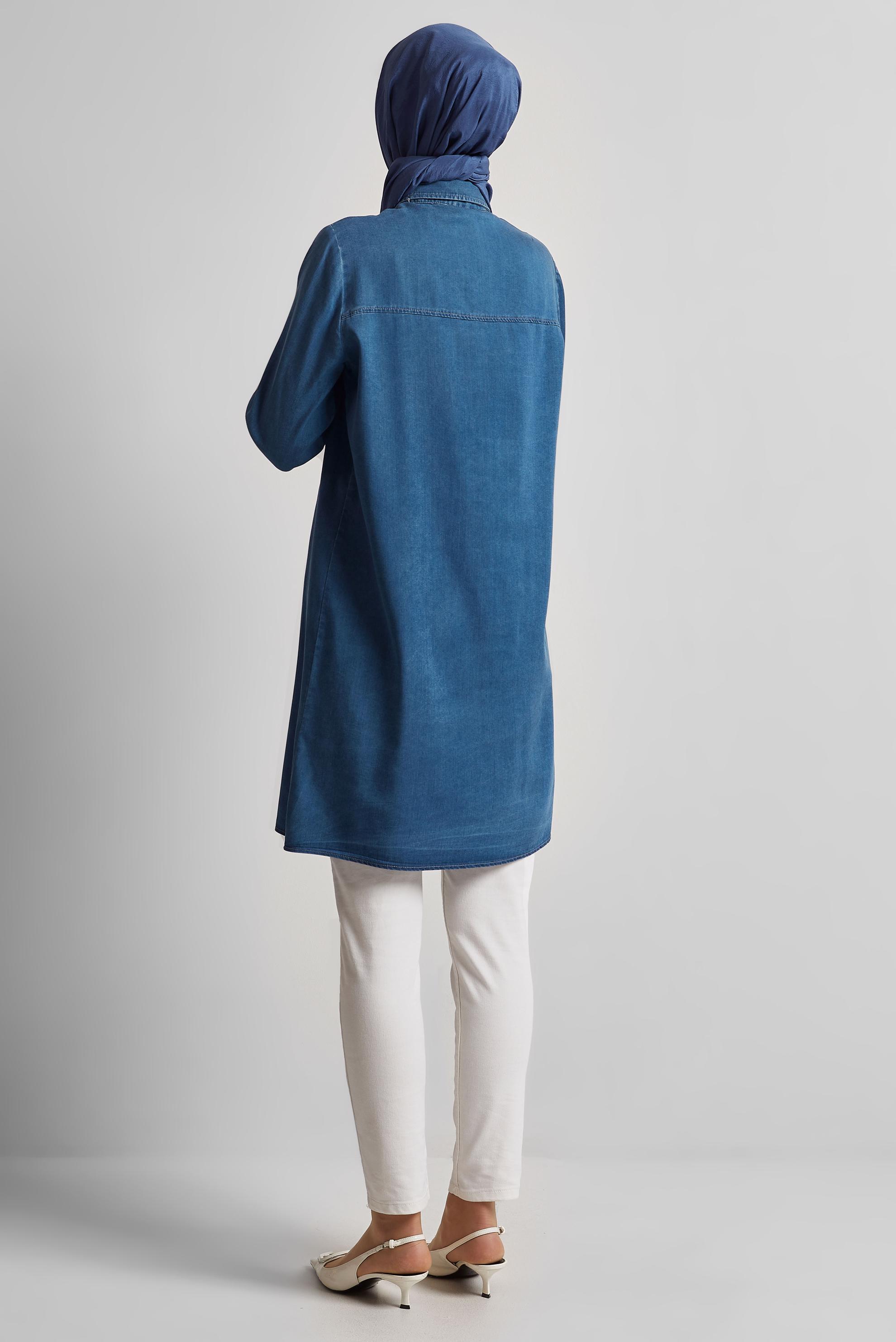 Tesettür giyim MAVİ DENİM TUNİK 45516