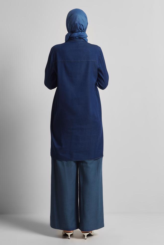 Hijab clothing NAVY BLUE DENIM TUNIC 45516 - ALVİNA