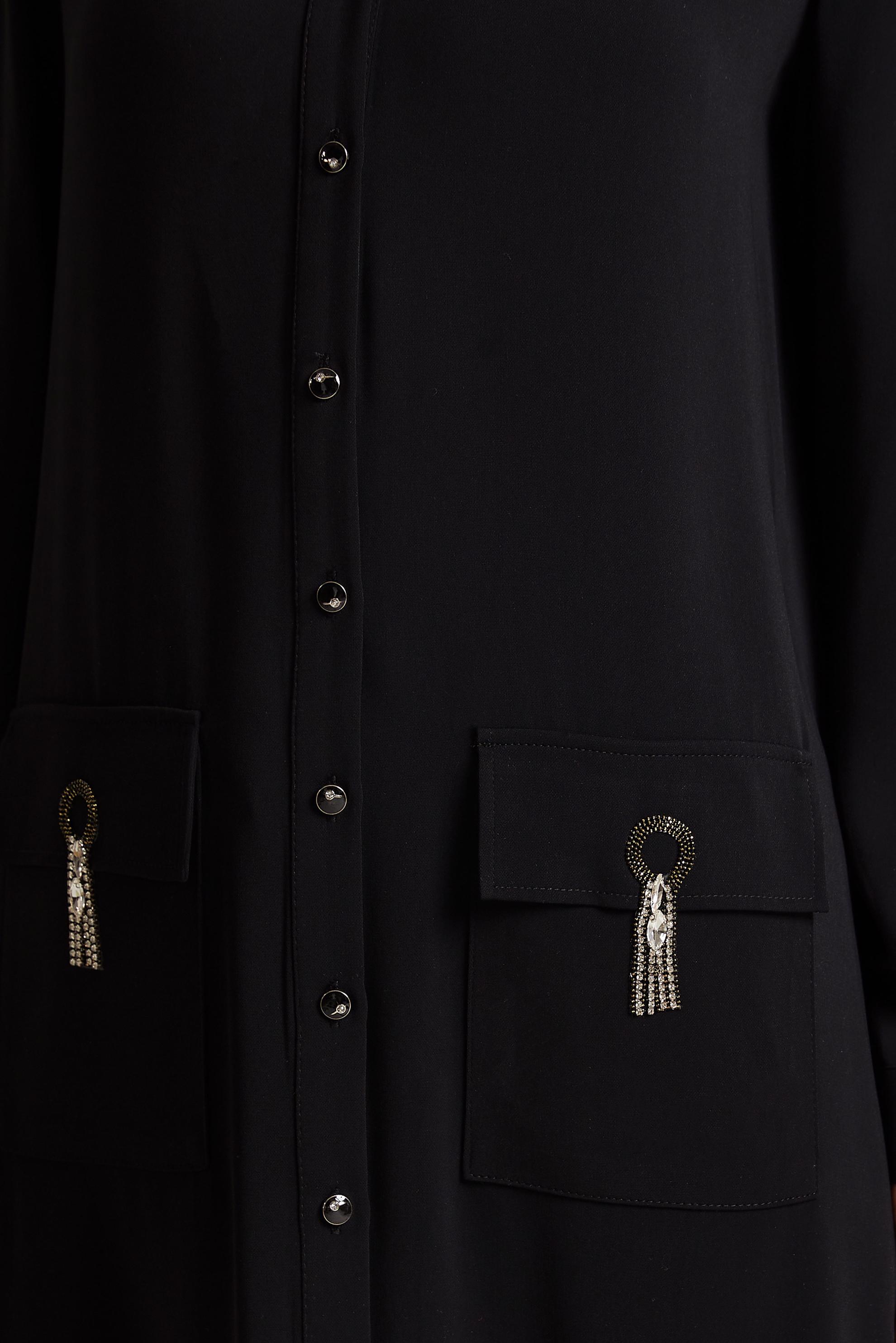 Tesettür giyim SİYAH GÖMLEK YAKA TUNİK 45517