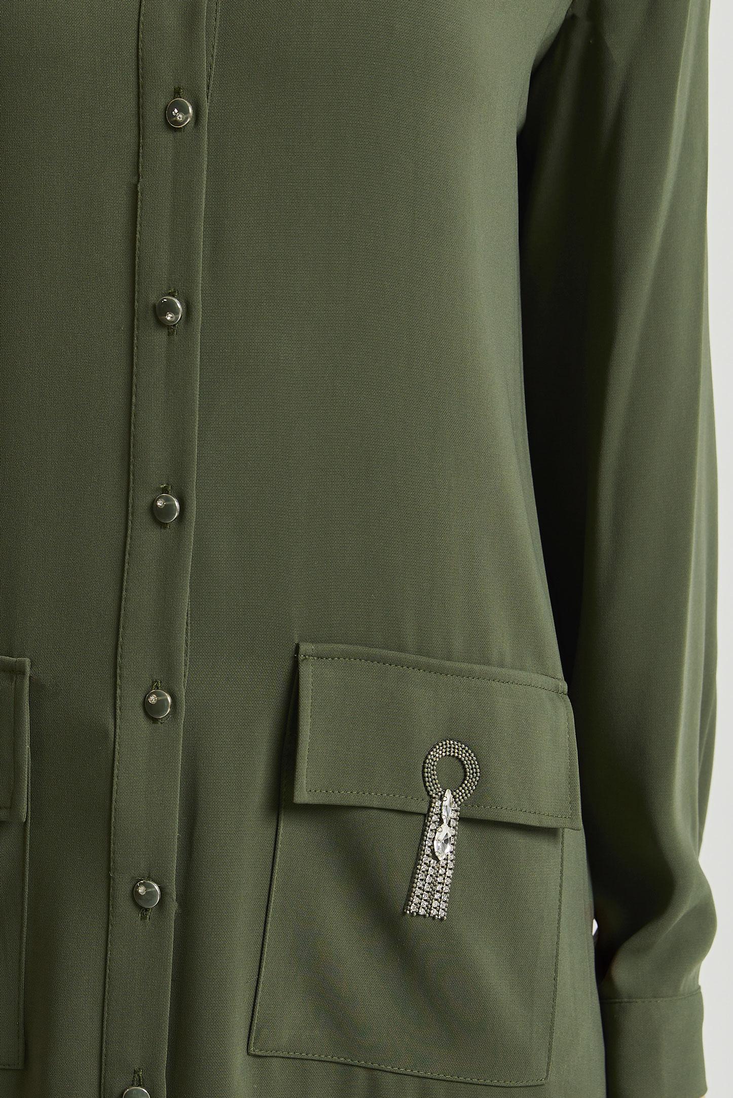 Tesettür giyim HAKİ GÖMLEK YAKA TUNİK 45517