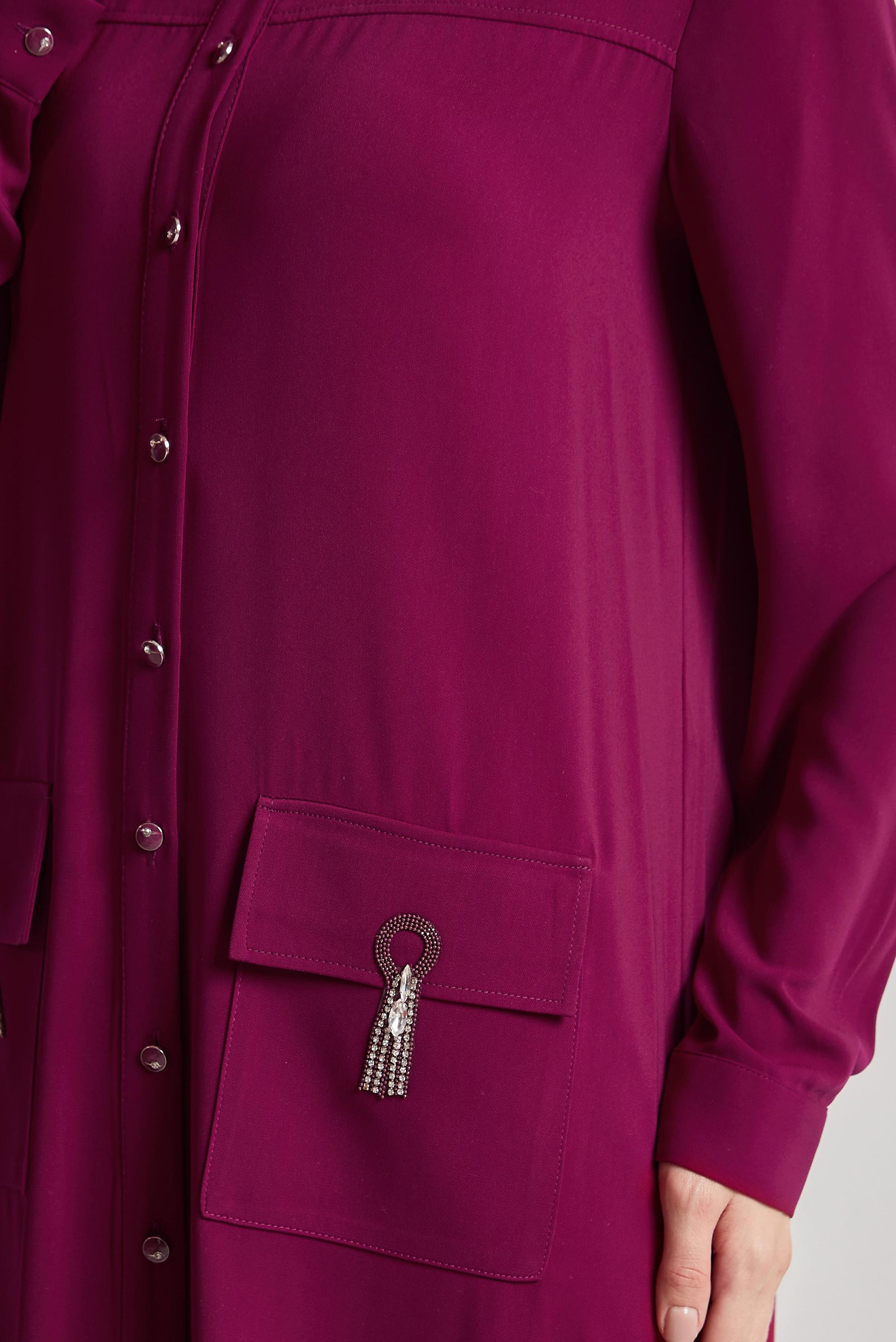 Tesettür giyim MOR GÖMLEK YAKA TUNİK 45517