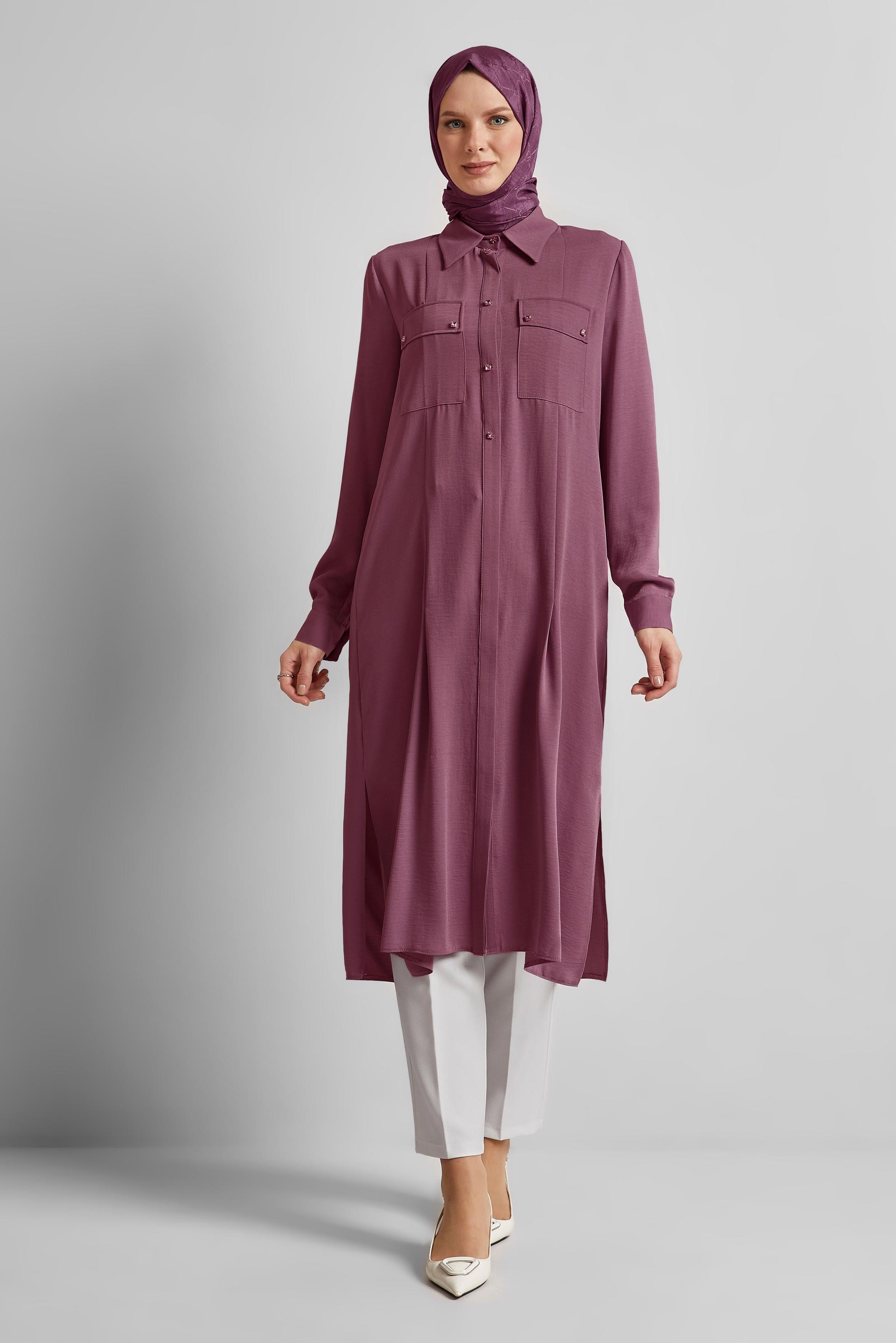 Vêtements hijab ROSE TUNIQUE LONGUE FENTE 45532