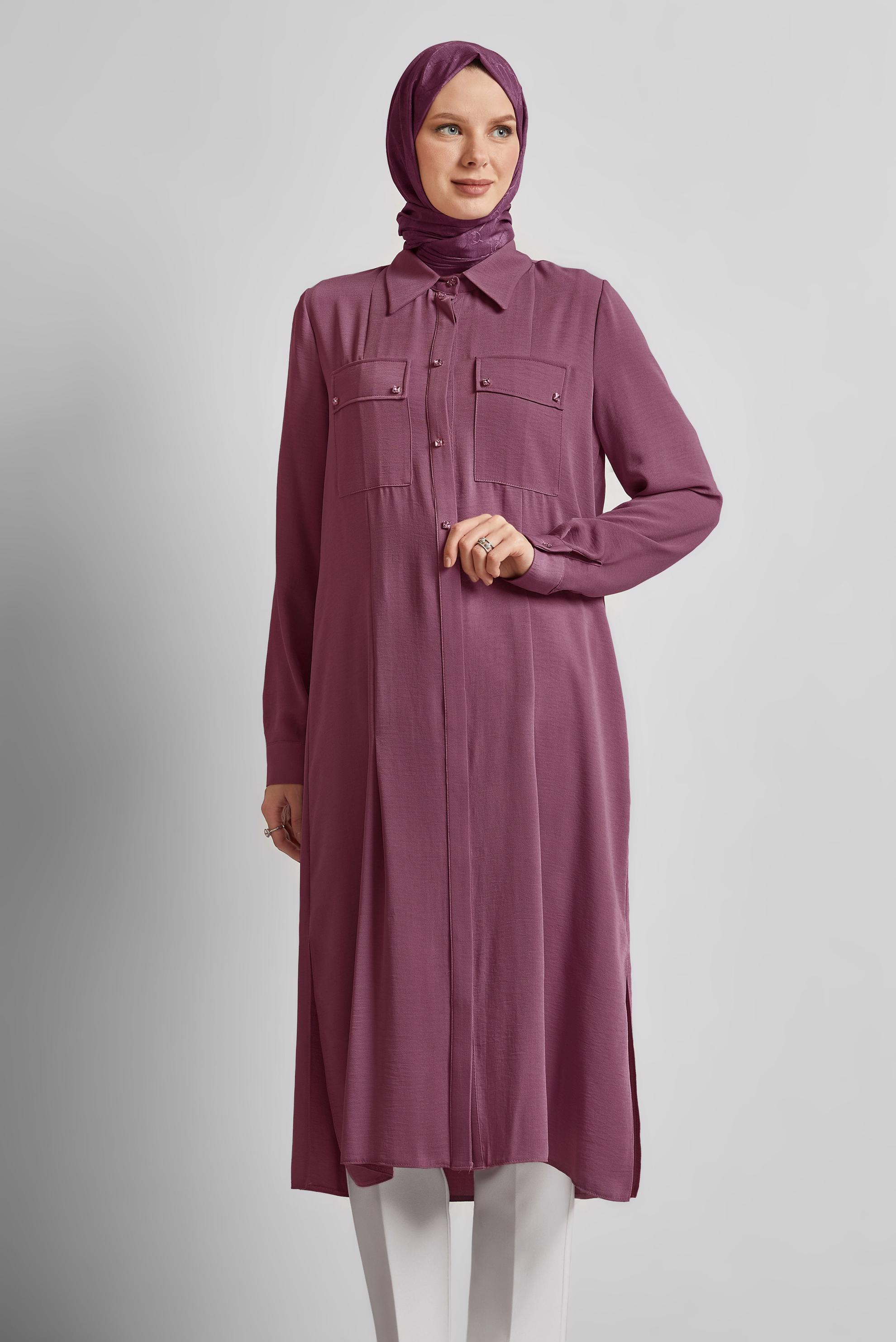 Vêtements hijab ROSE TUNIQUE LONGUE FENTE 45532