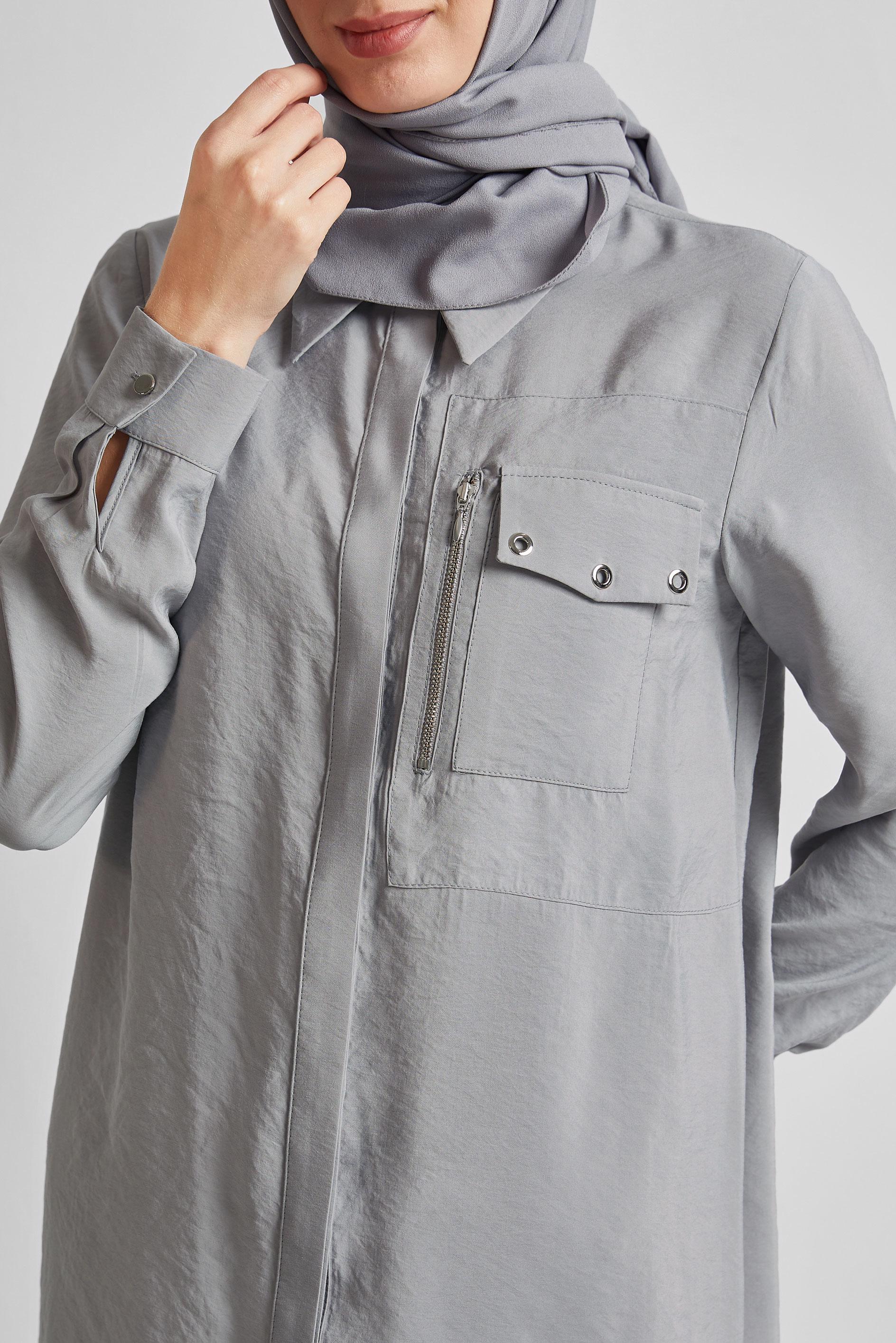 Tesettür giyim GRİ KUŞGÖZÜ DETAYLI TUNİK 45533