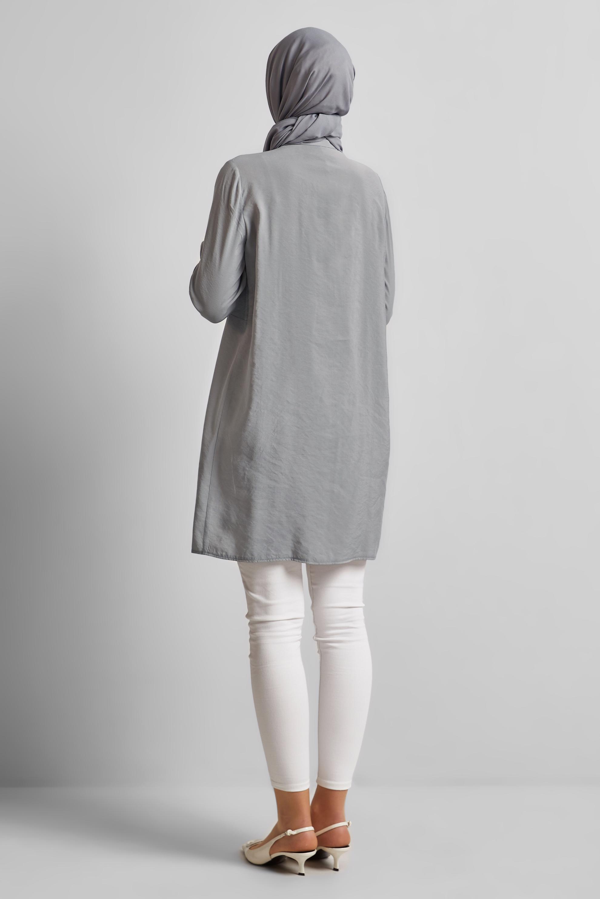 Tesettür giyim GRİ KUŞGÖZÜ DETAYLI TUNİK 45533