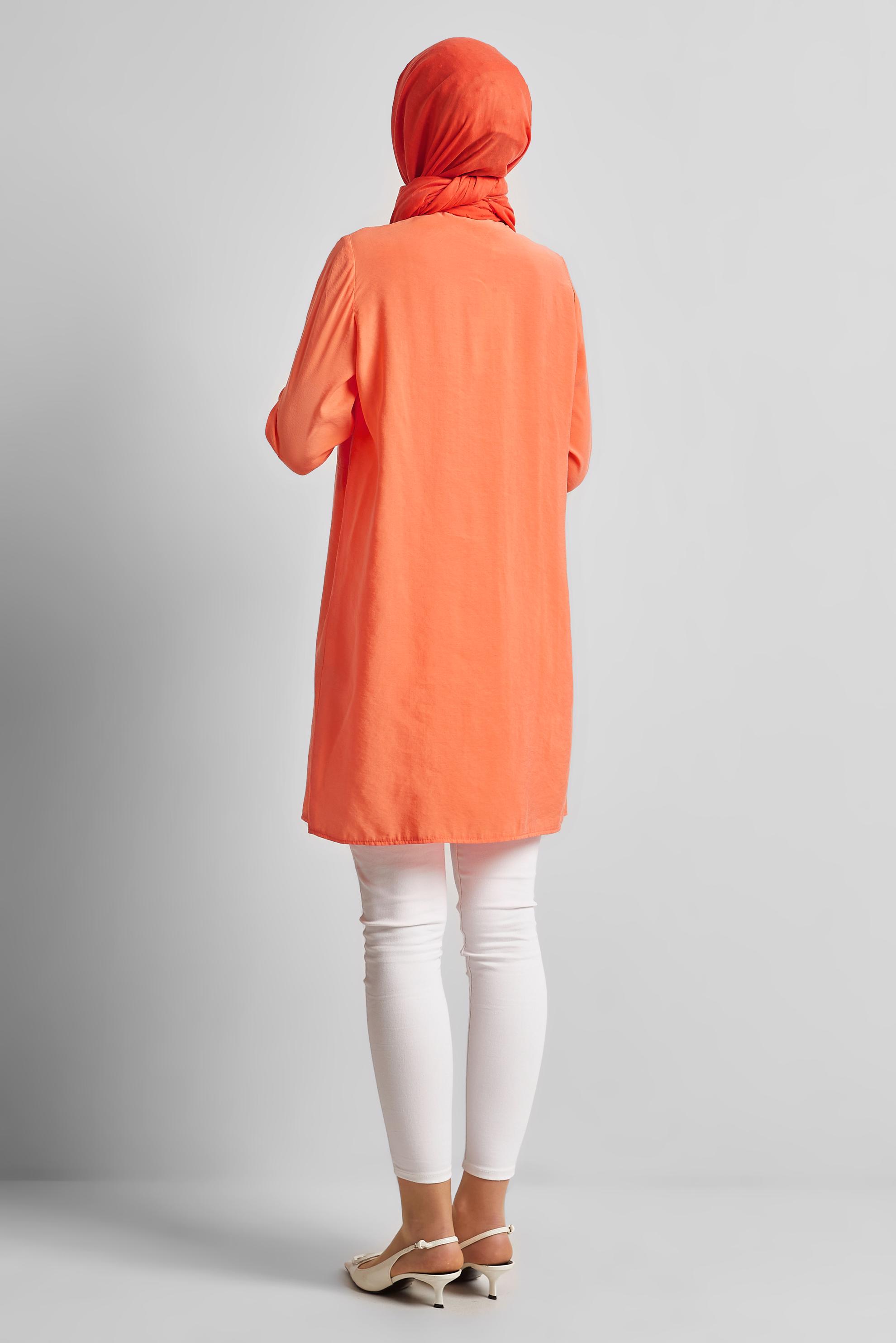 Tesettür giyim TURUNCU KUŞGÖZÜ DETAYLI TUNİK 45533