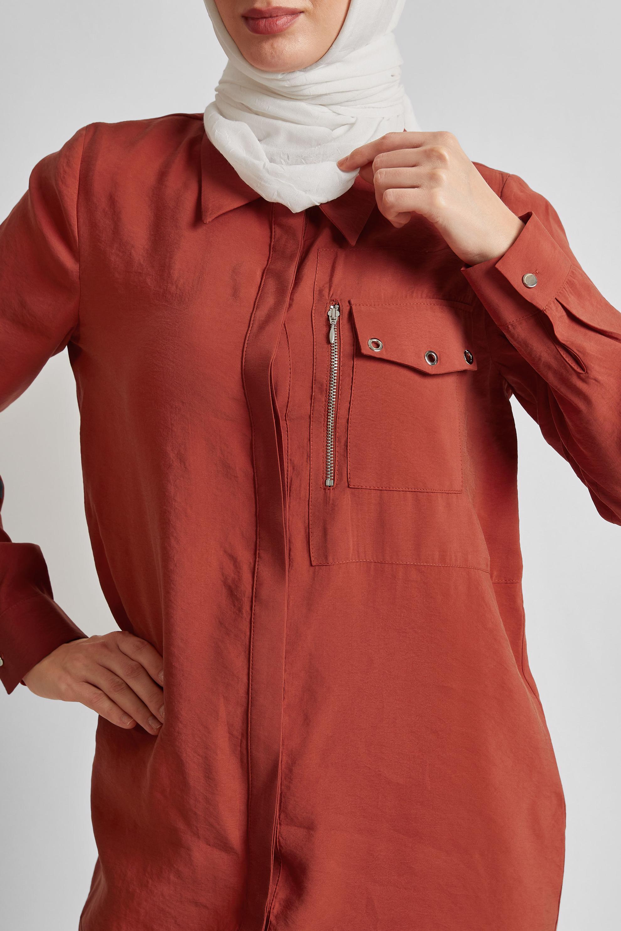 Tesettür giyim TURUNCU KUŞGÖZÜ DETAYLI TUNİK 45533