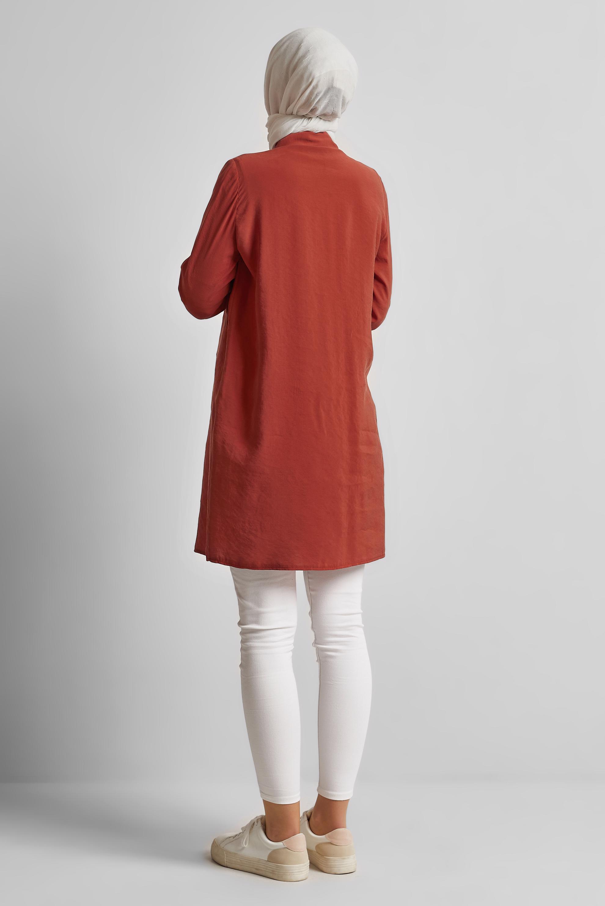 Tesettür giyim TURUNCU KUŞGÖZÜ DETAYLI TUNİK 45533