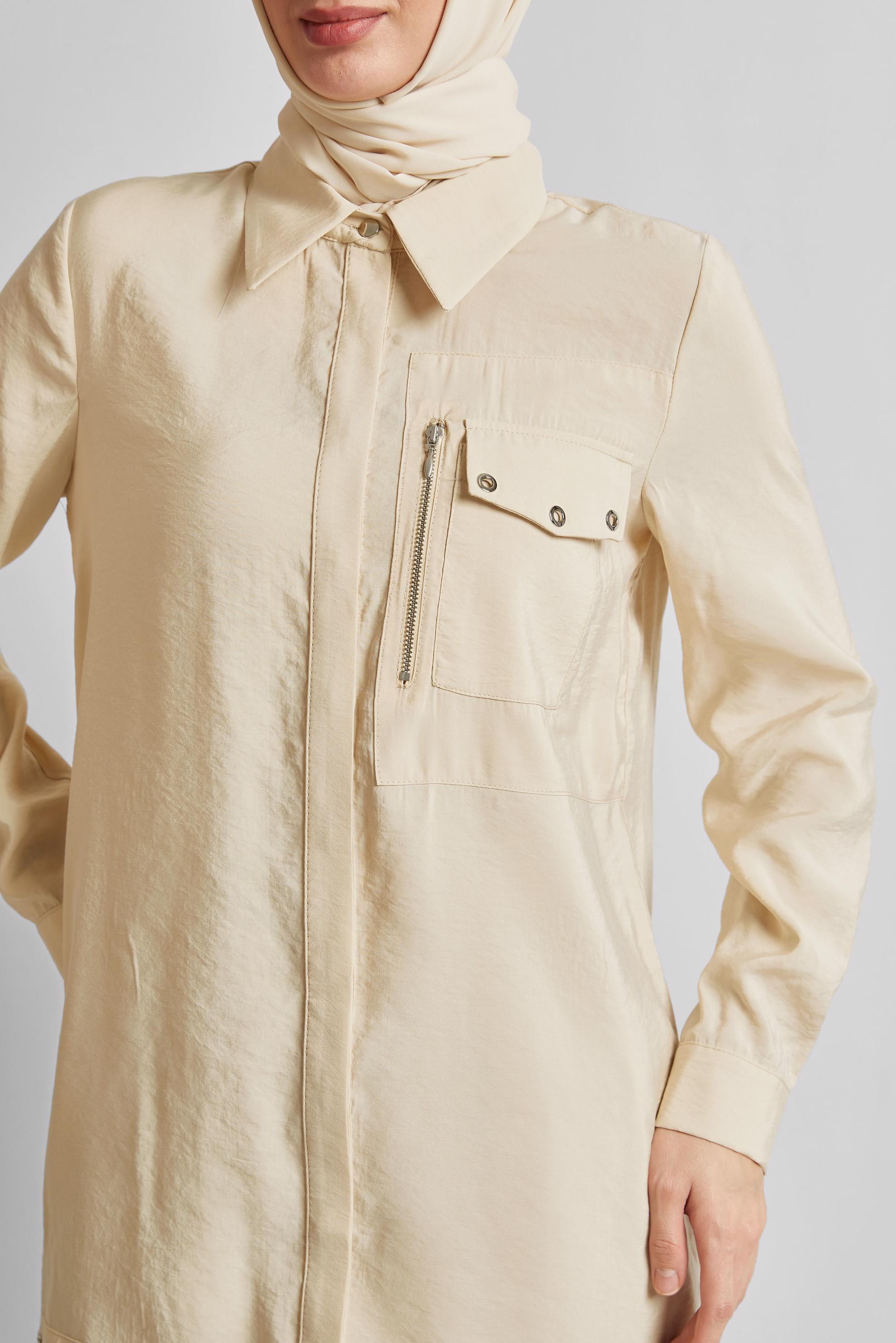 Tesettür giyim BEJ KUŞGÖZÜ DETAYLI TUNİK 45533