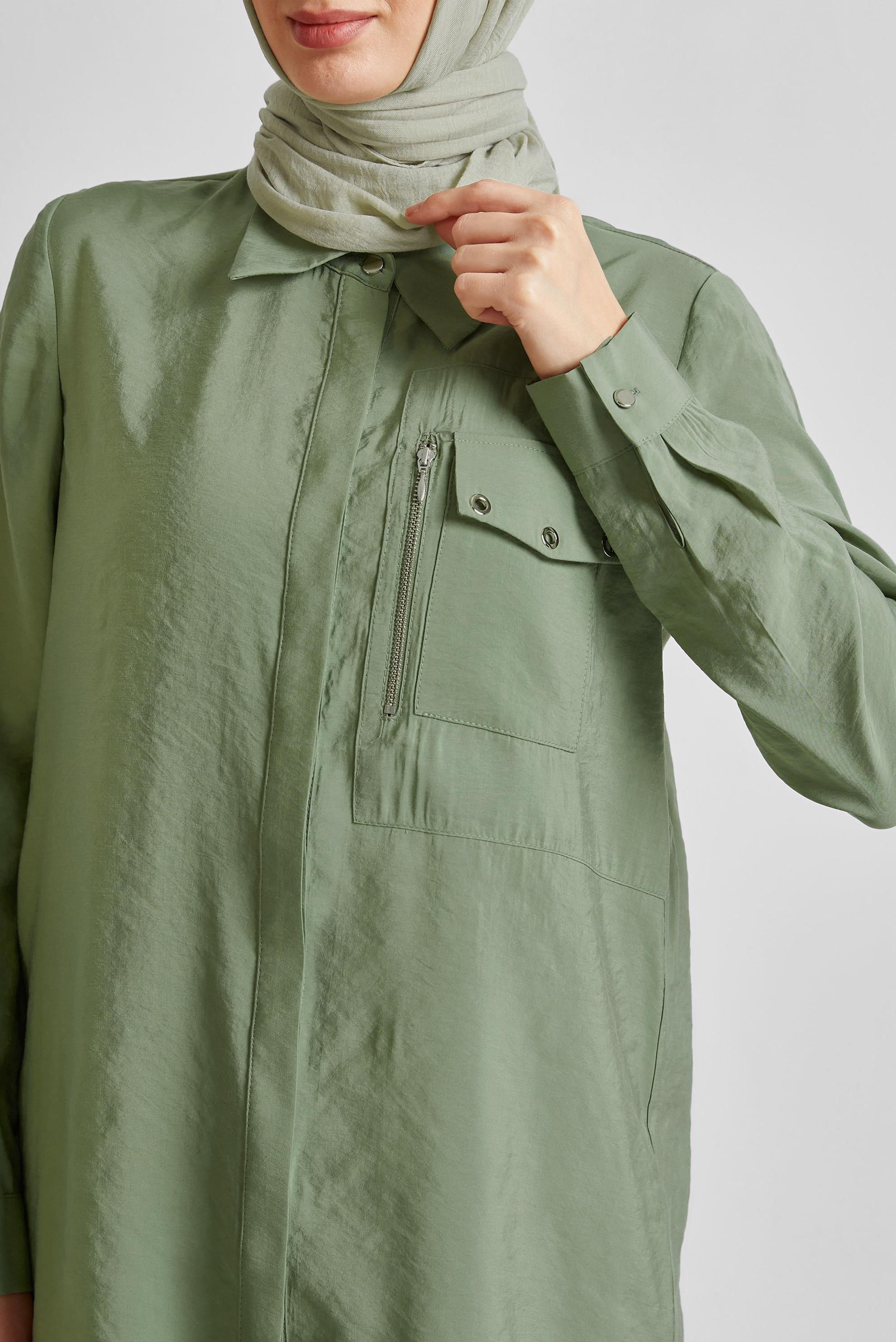 Tesettür giyim YEŞİL KUŞGÖZÜ DETAYLI TUNİK 45533