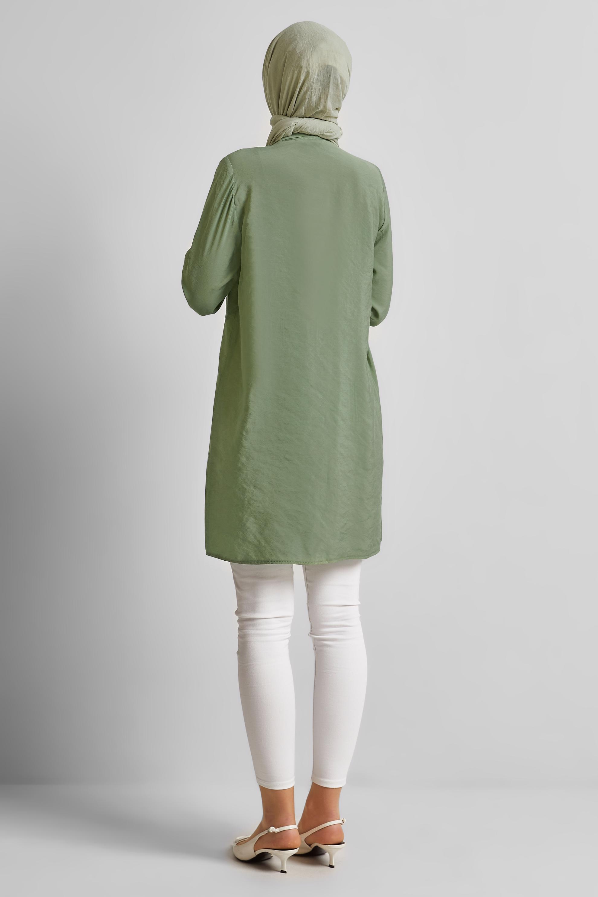 Tesettür giyim YEŞİL KUŞGÖZÜ DETAYLI TUNİK 45533