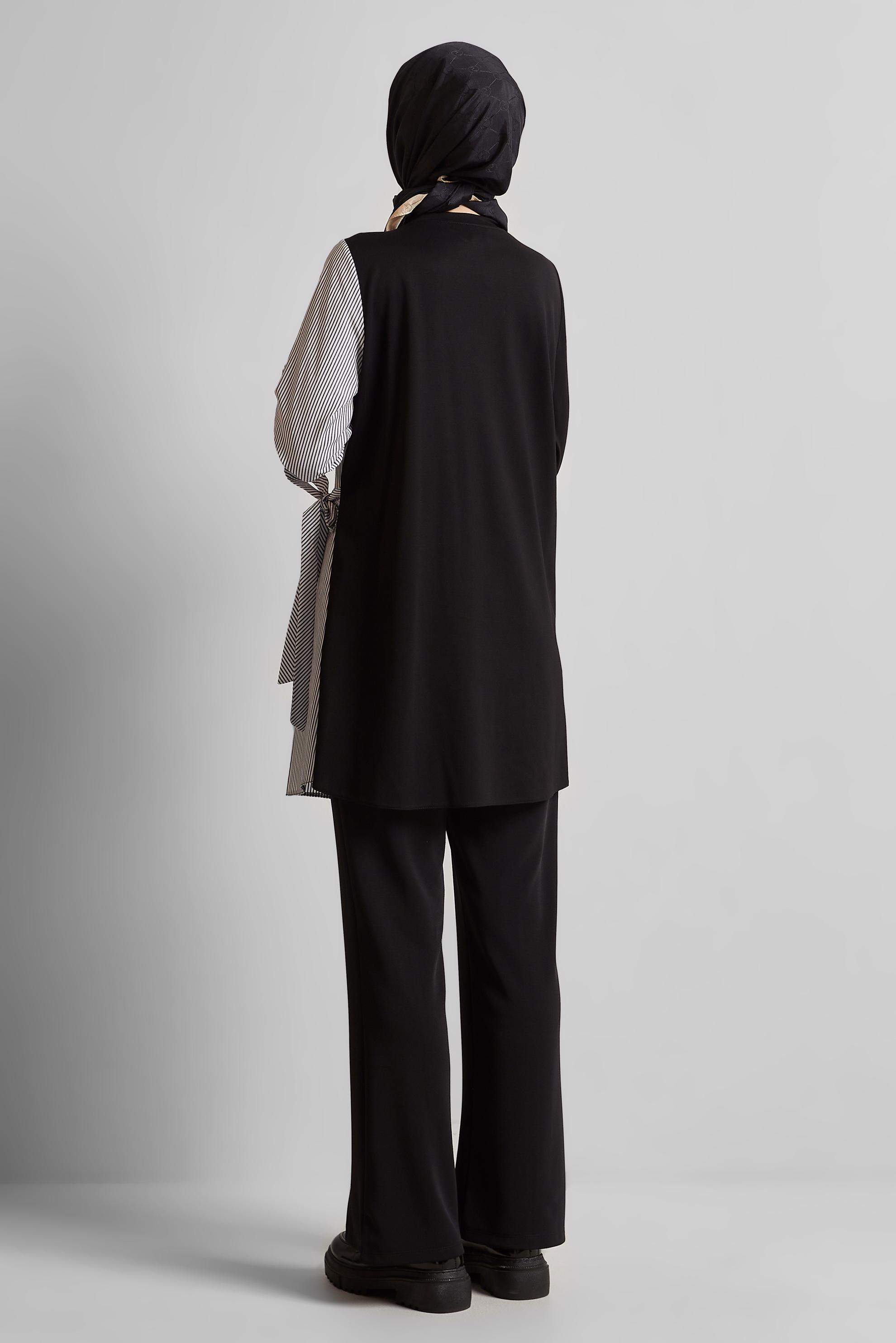 Tesettür giyim SİYAH ÇİZGİLİ TUNİK 45541