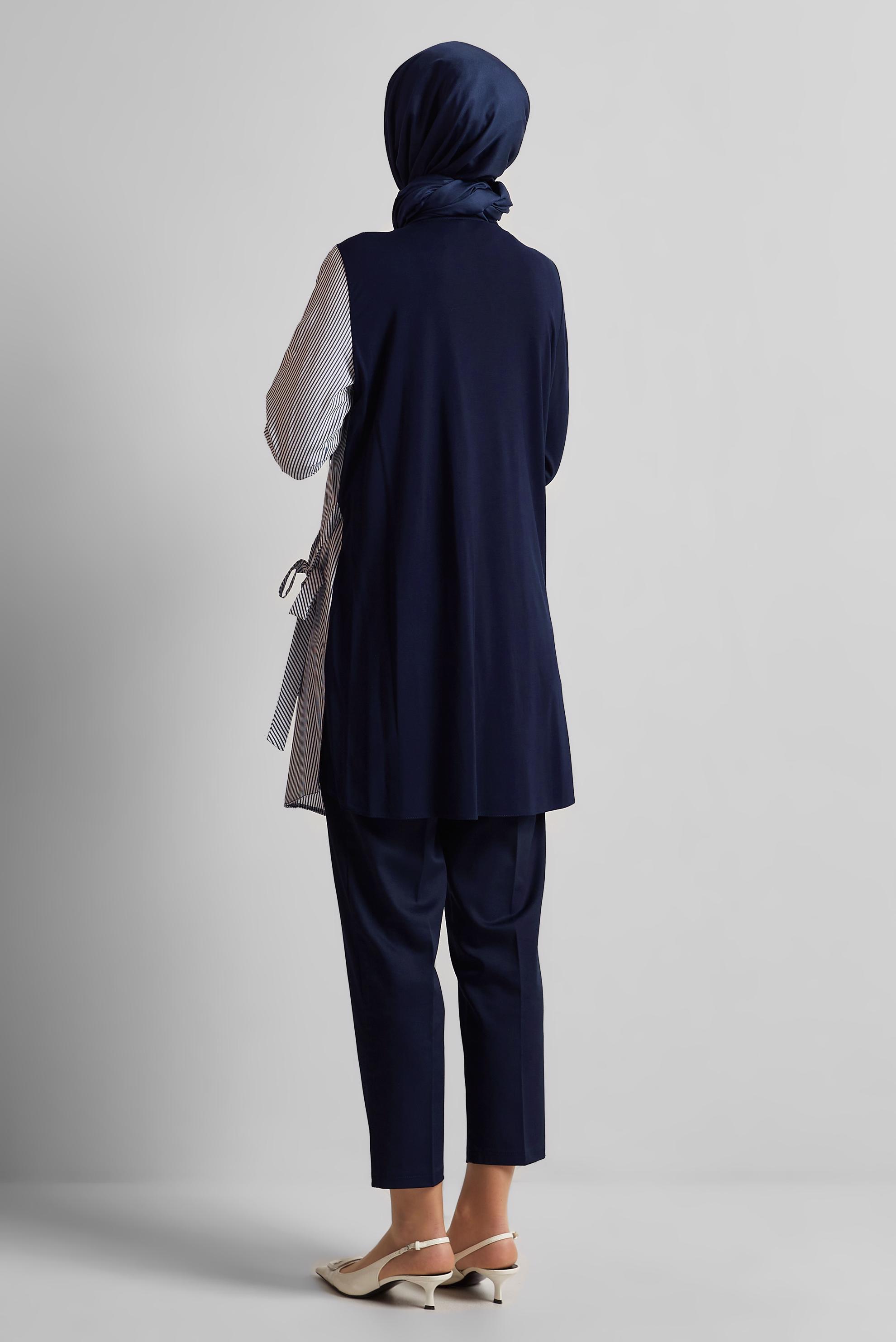 Tesettür giyim LACİVERT ÇİZGİLİ TUNİK 45541
