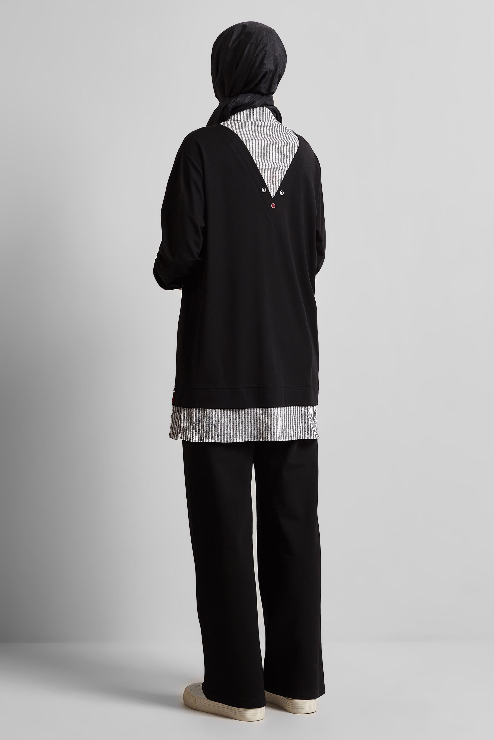 Tesettür giyim SİYAH ÇİZGİLİ TUNİK 45547