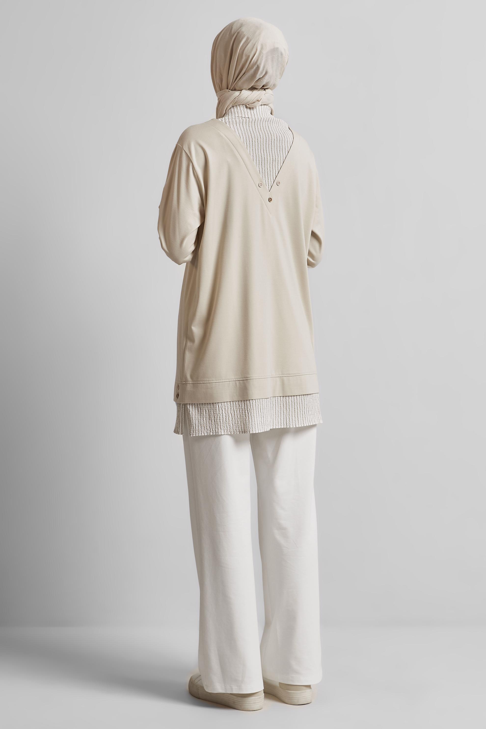 Tesettür giyim KUM ÇİZGİLİ TUNİK 45547