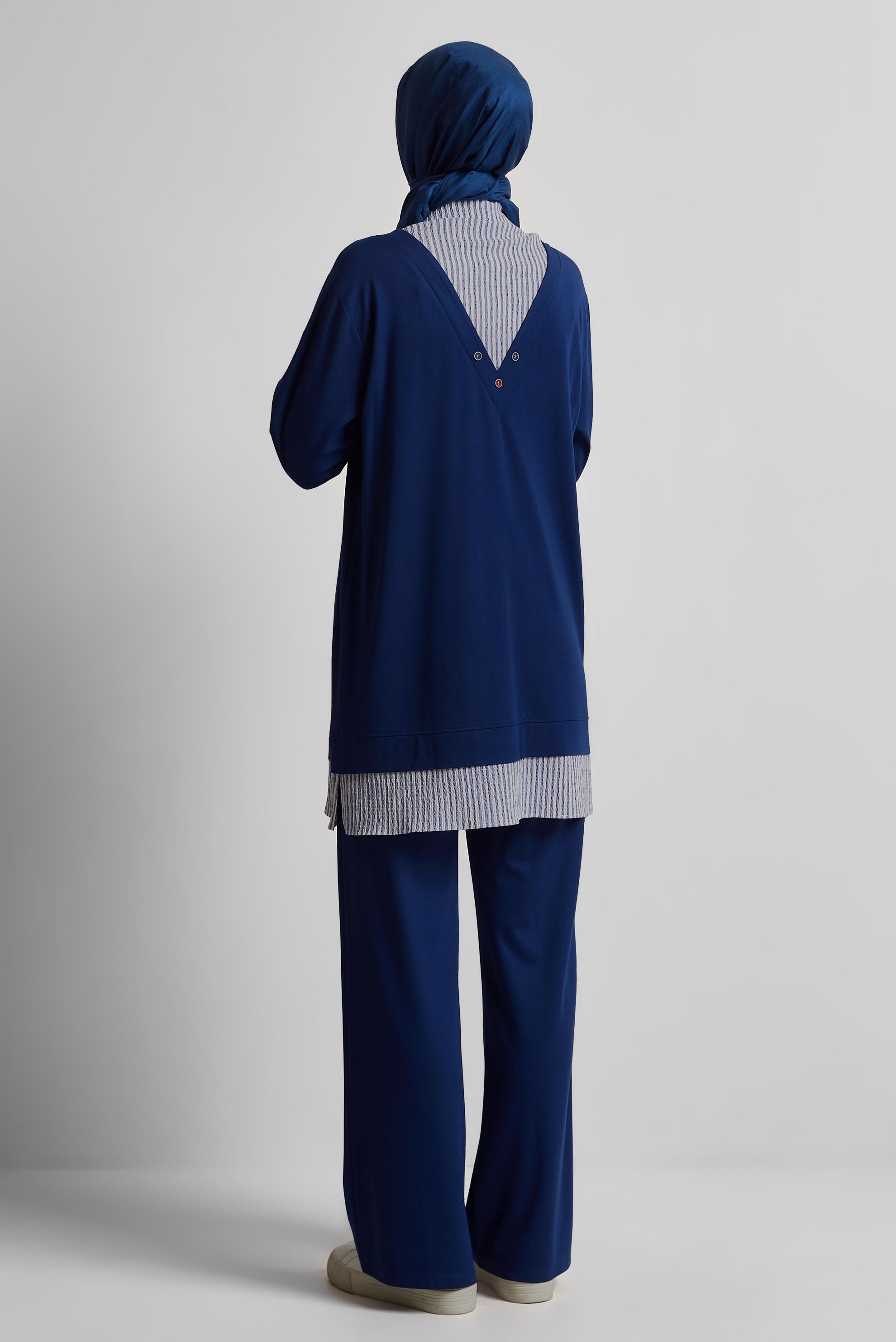 Tesettür giyim LACİVERT ÇİZGİLİ TUNİK 45547