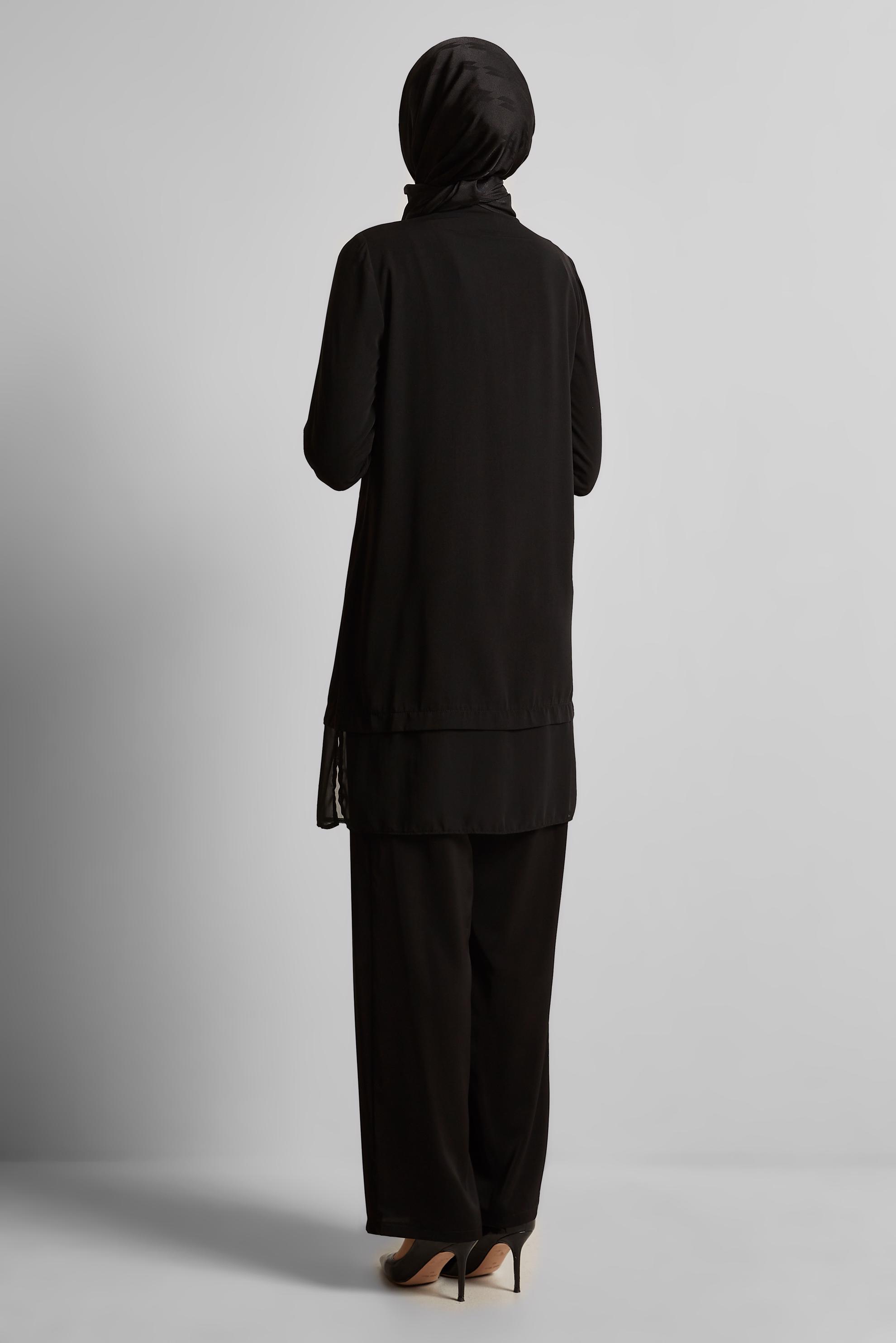 Vêtements hijab NOIR TUNIQUE AVEC BROCHE 45553