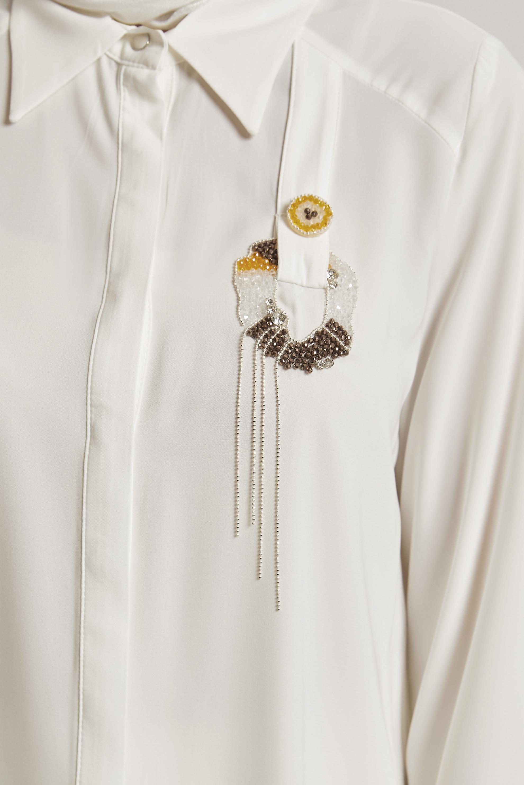 Vêtements hijab BLANC TUNIQUE AVEC BROCHE 45553