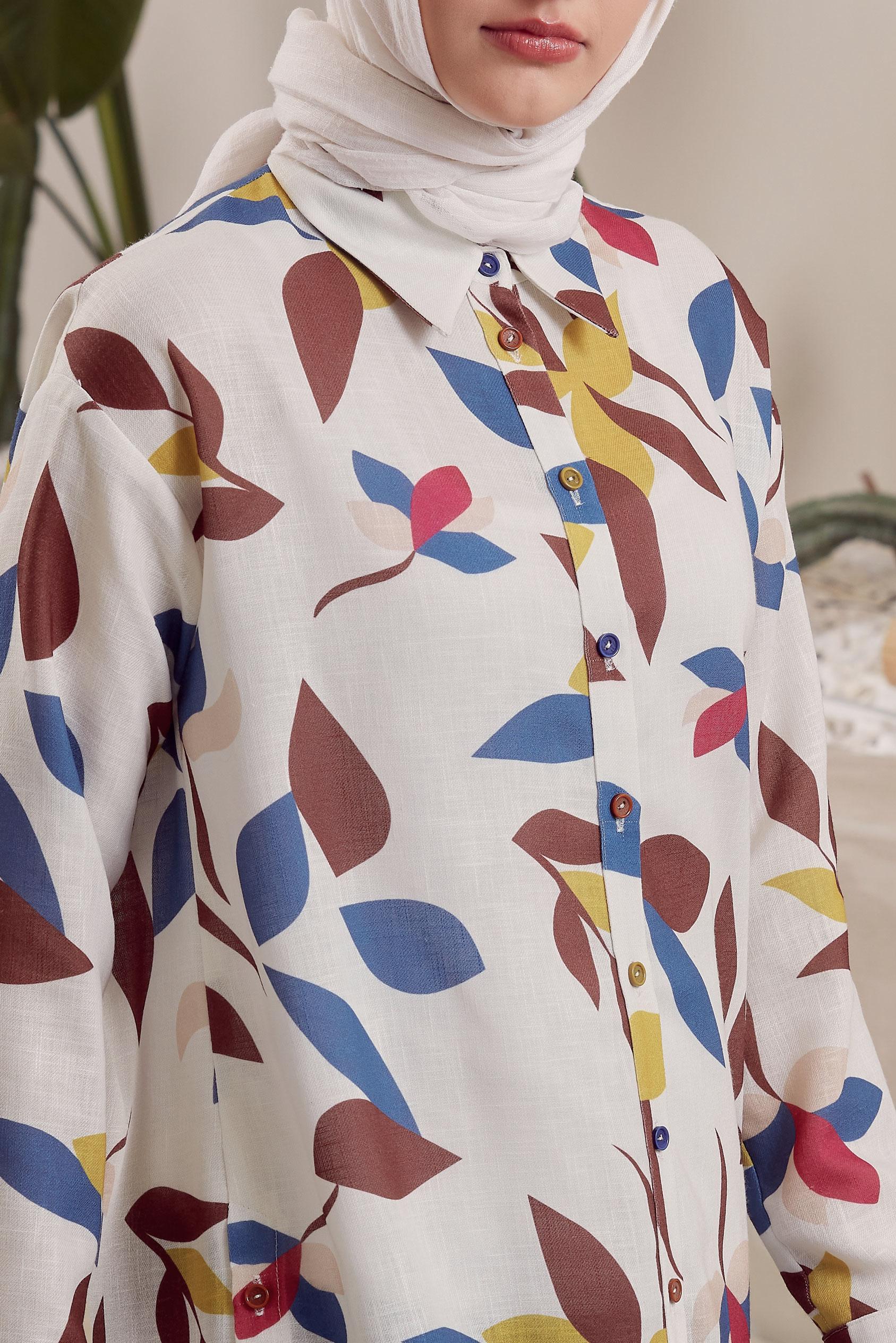 Tesettür giyim LACİVERT DESENLİ TUNİK 45563