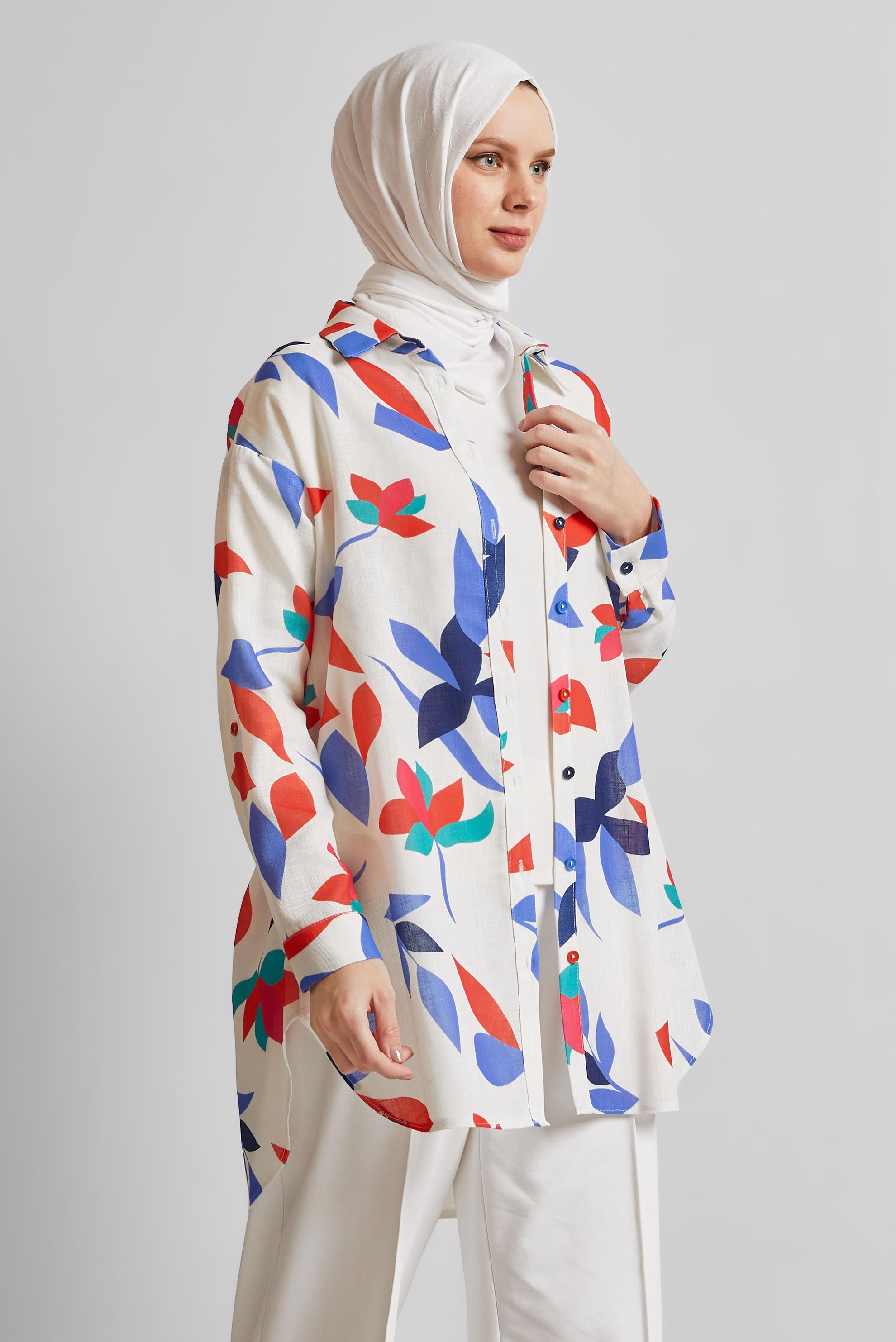 Tesettür giyim LACİVERT DESENLİ TUNİK 45563