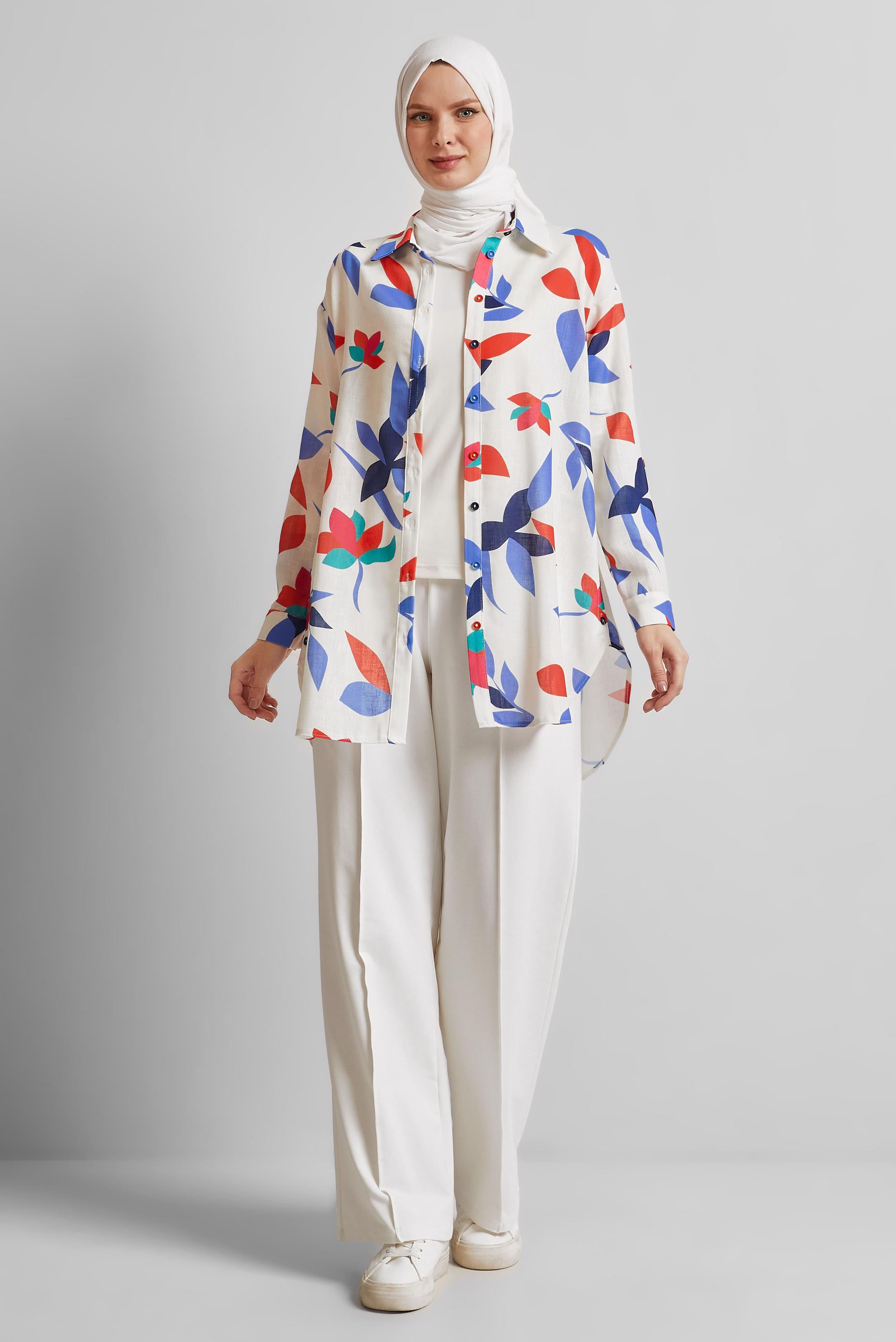 Tesettür giyim LACİVERT DESENLİ TUNİK 45563