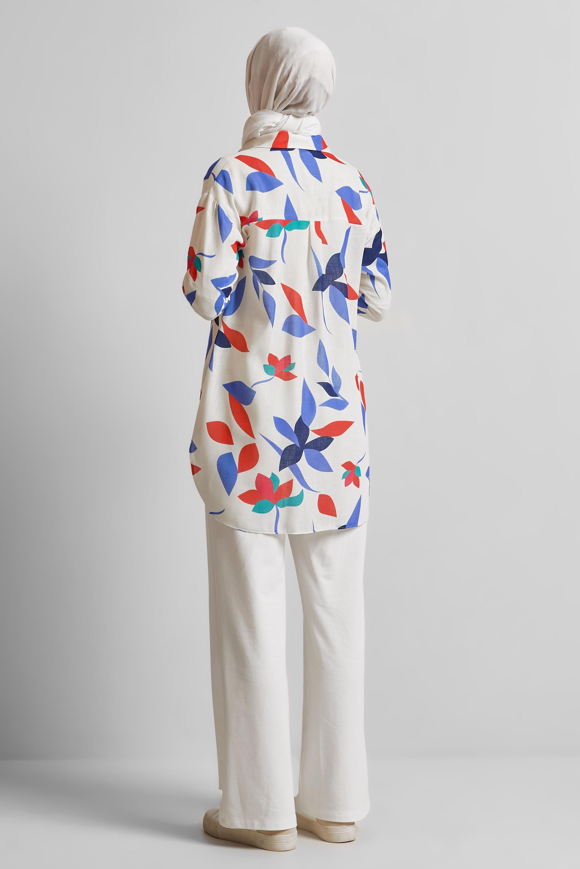 Tesettür giyim LACİVERT DESENLİ TUNİK 45563