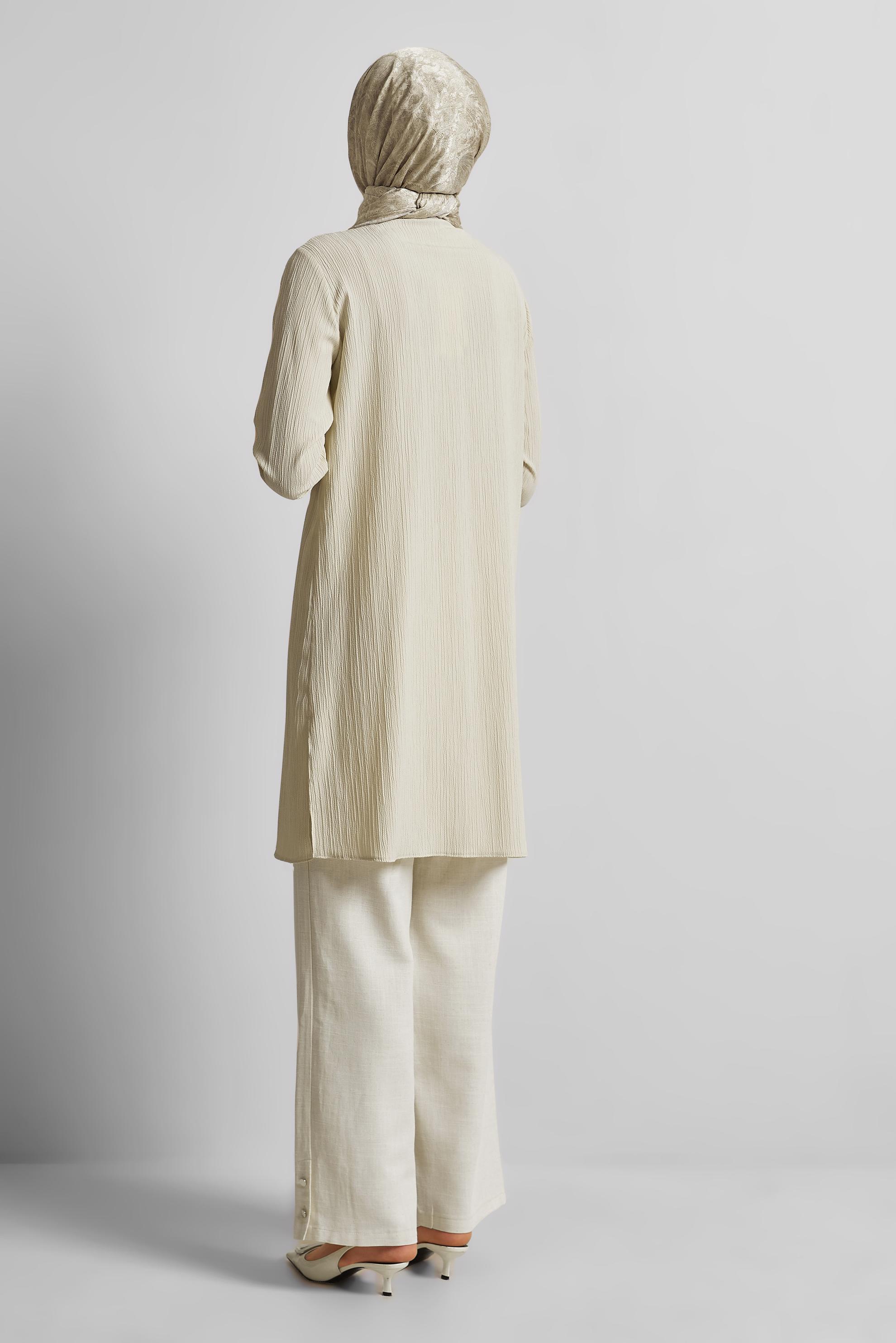 Tesettür giyim BEJ GÖMLEK YAKA TUNİK 45576