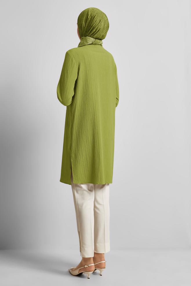 Hijab clothing GREEN SHIRT COLLAR TUNIC 45576 - ALVİNA