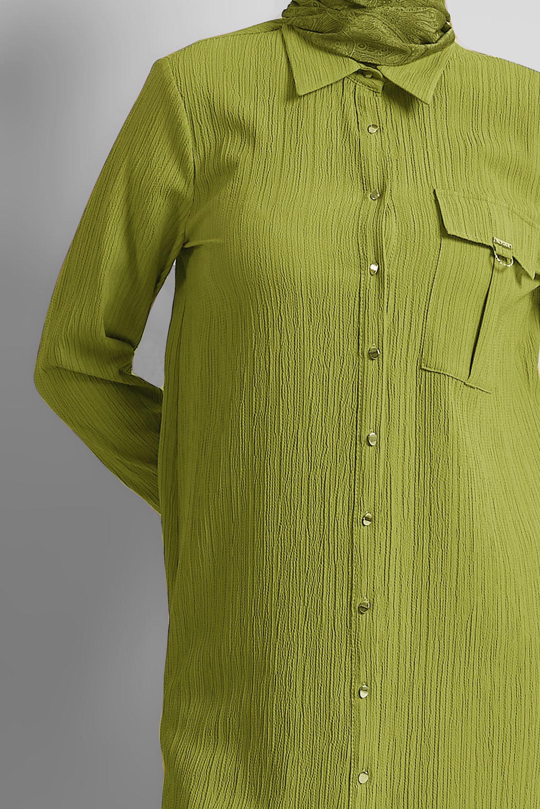 Hijab clothing GREEN SHIRT COLLAR TUNIC 45576