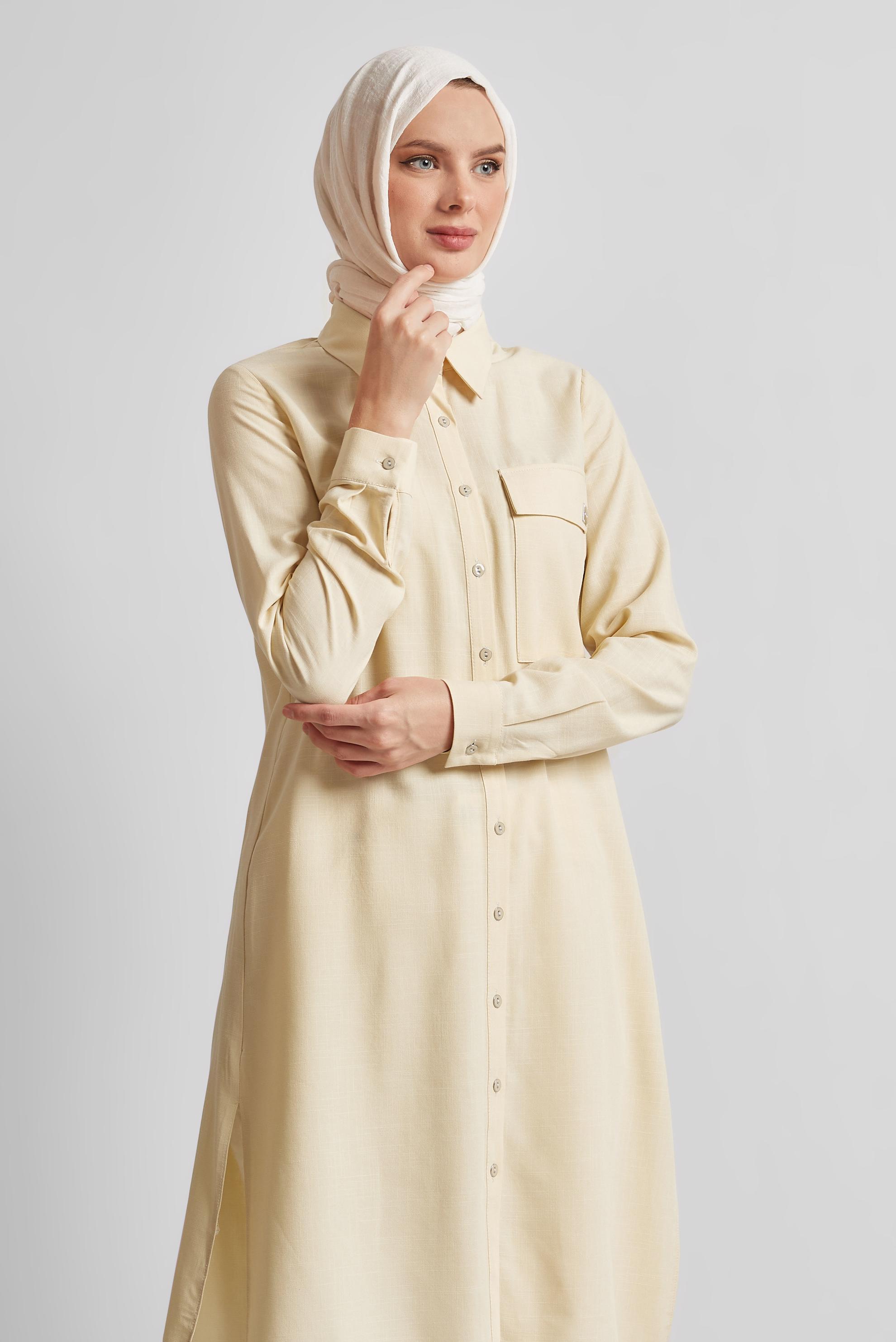 Tesettür giyim BEJ PAMUKLU TUNİK 45577