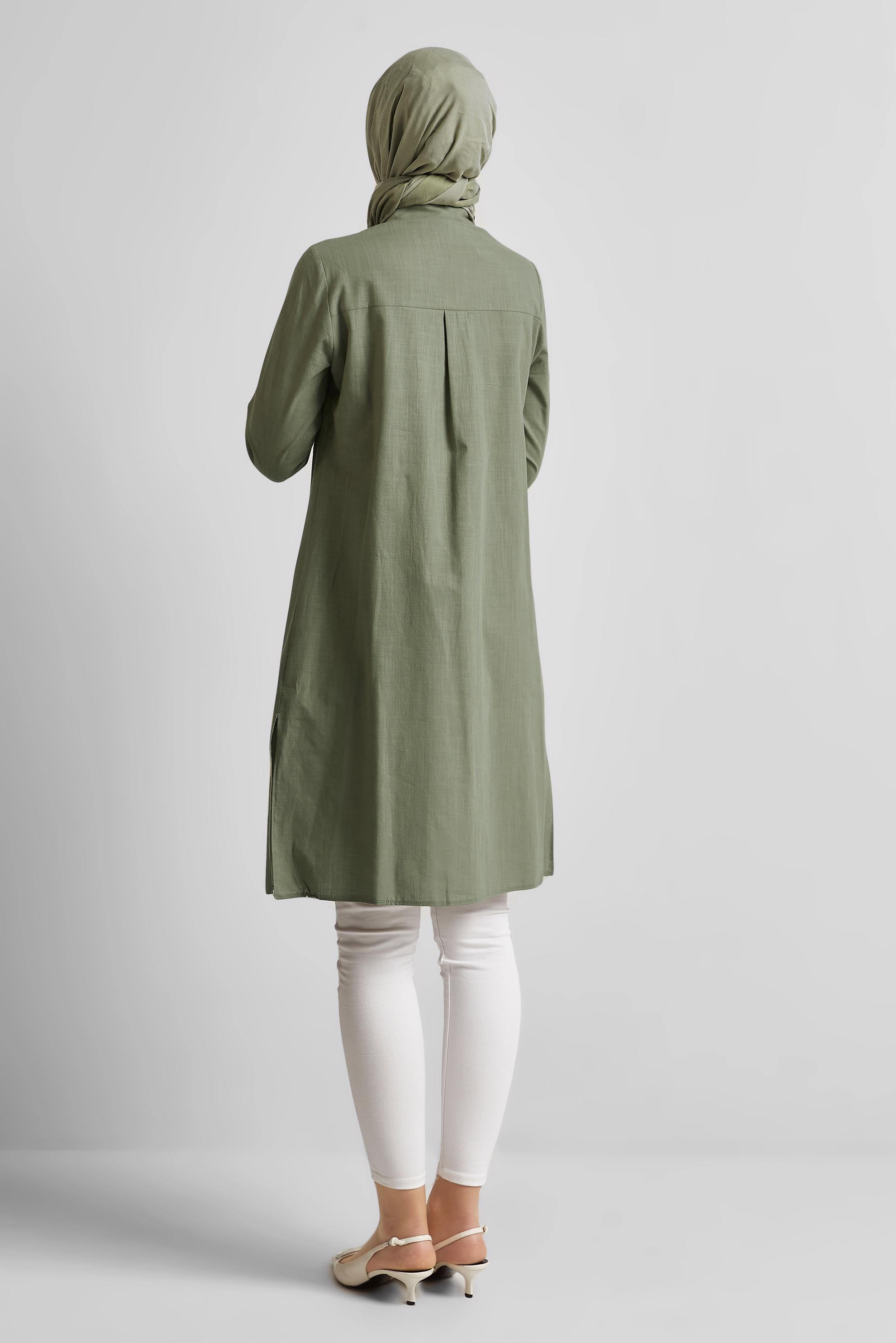 Tesettür giyim HAKİ PAMUKLU TUNİK 45577