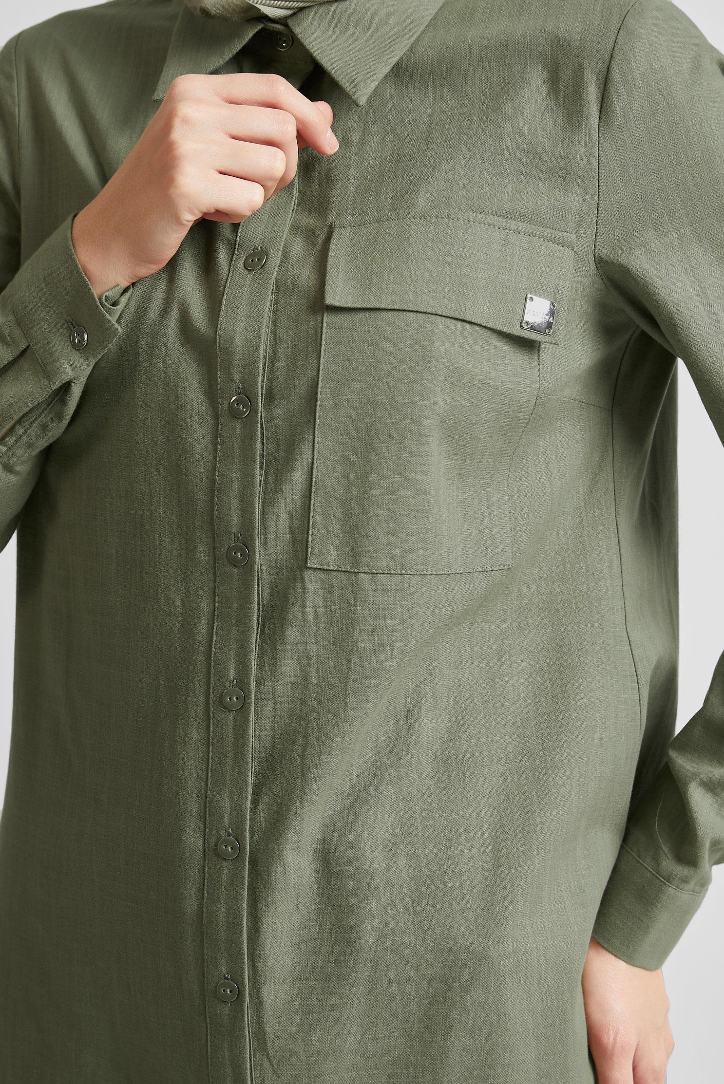 Tesettür giyim HAKİ PAMUKLU TUNİK 45577