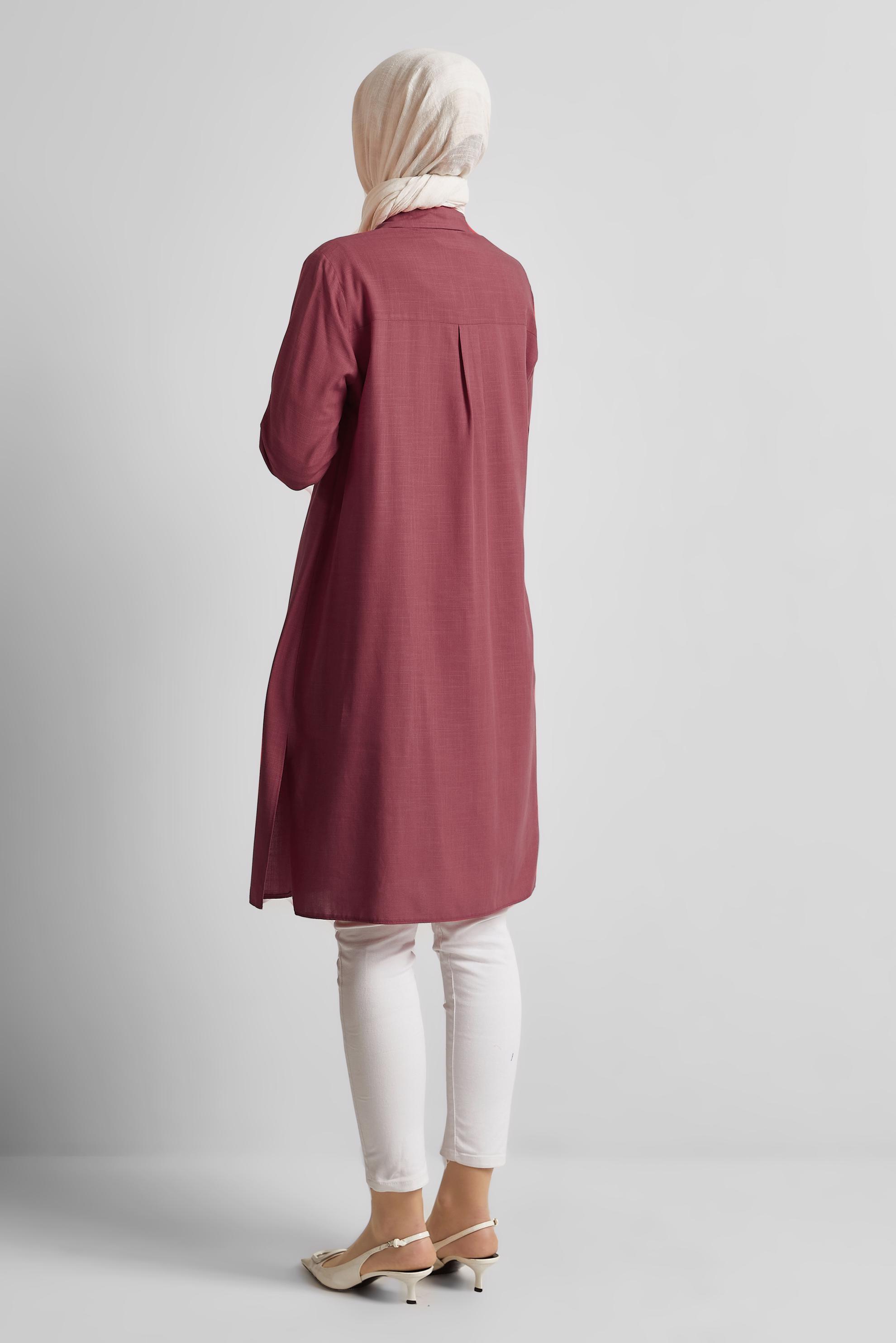 Tesettür giyim BORDO PAMUKLU TUNİK 45577