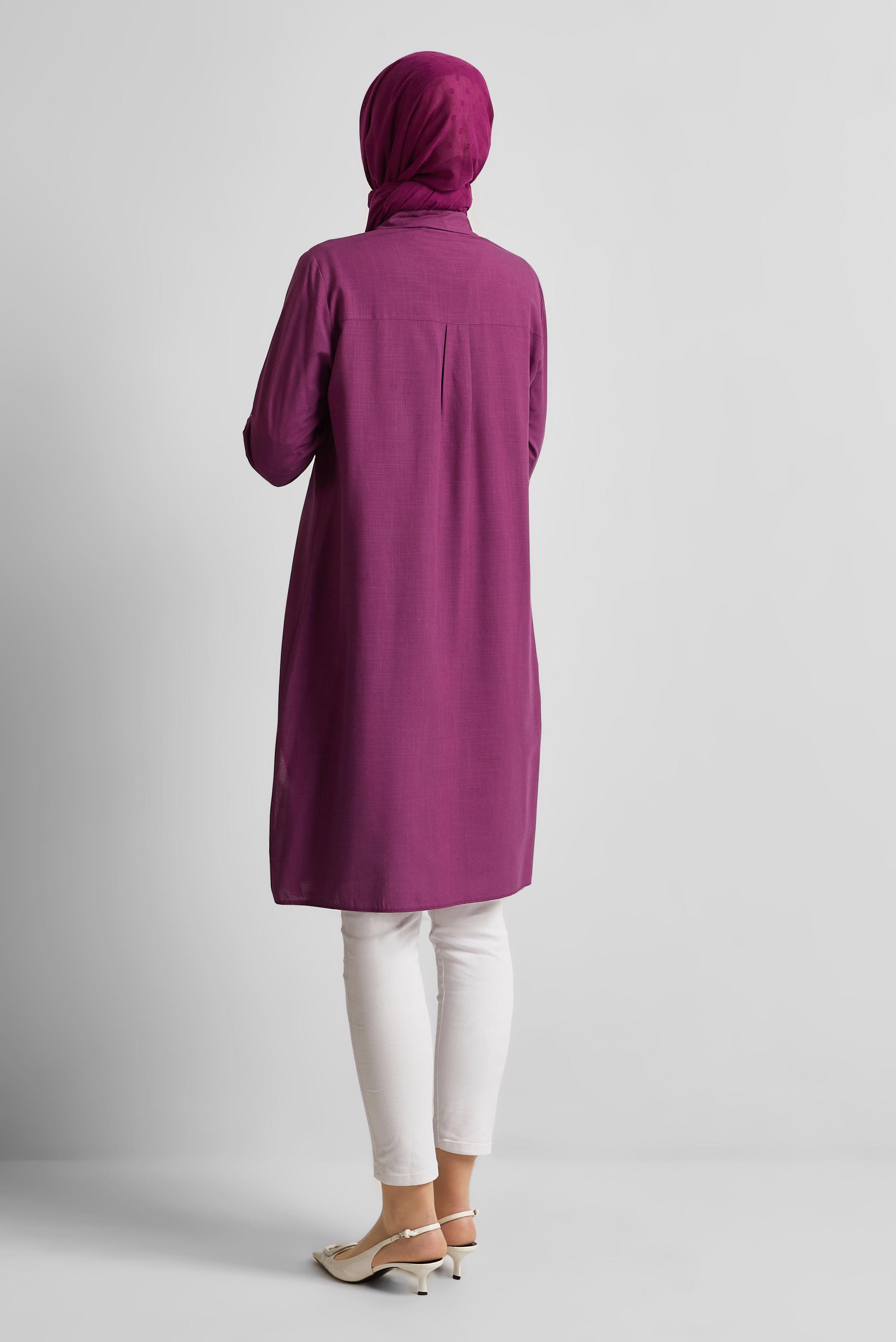 Tesettür giyim MOR PAMUKLU TUNİK 45577