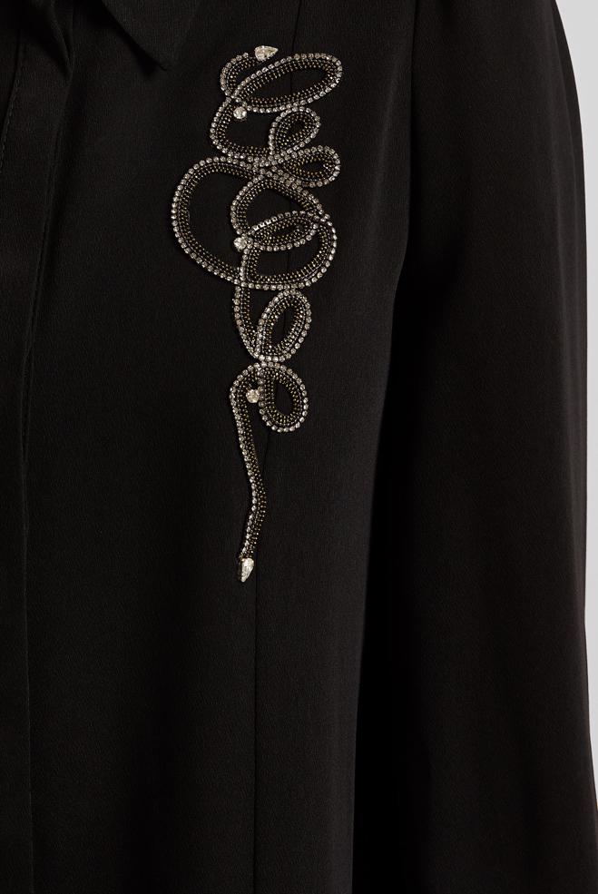 Vêtements hijab NOIR TUNIQUE BRODÉE DE GEMMES 45592 - ALVİNA
