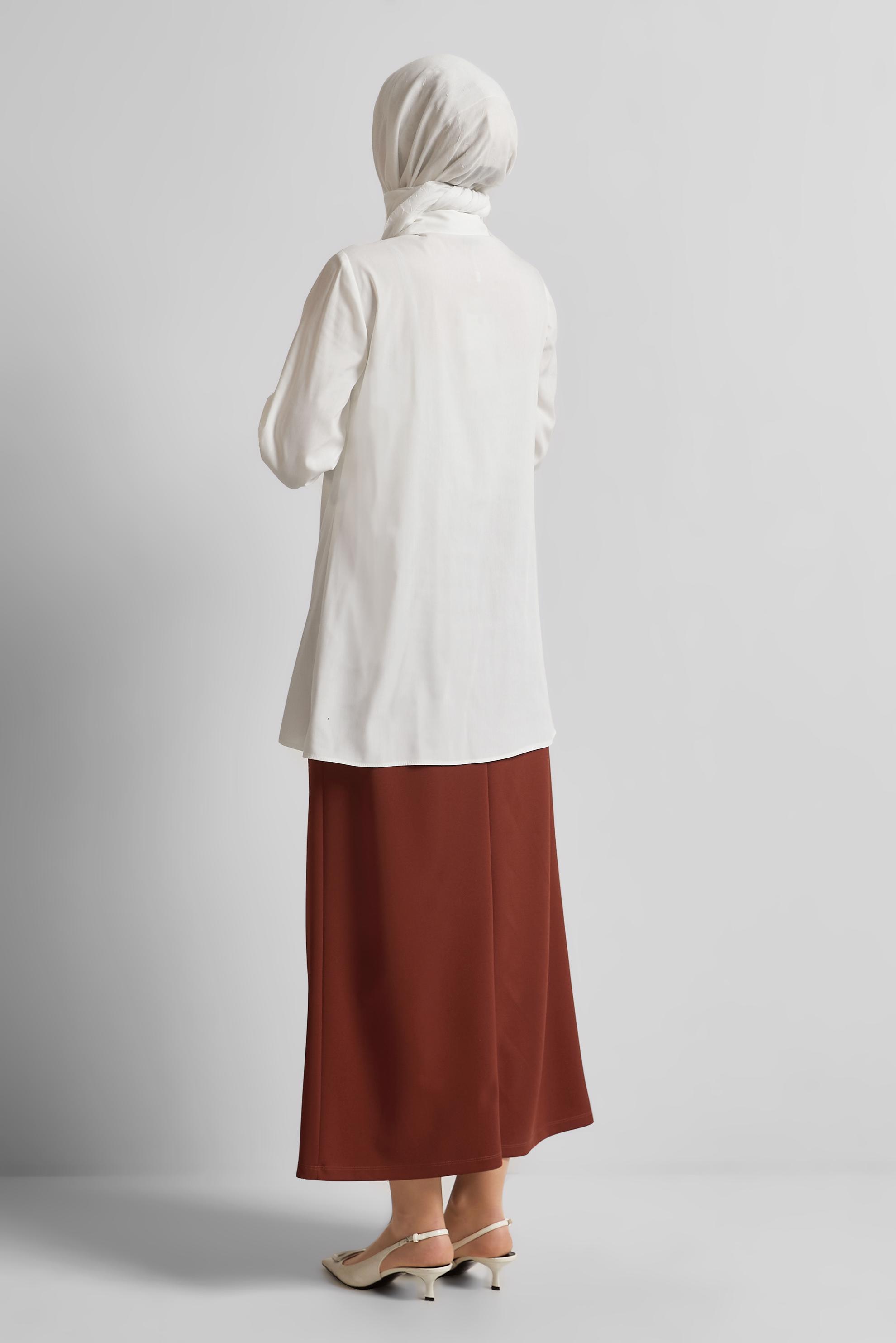 Tesettür giyim BEYAZ GÖMLEK YAKA TUNİK 45606