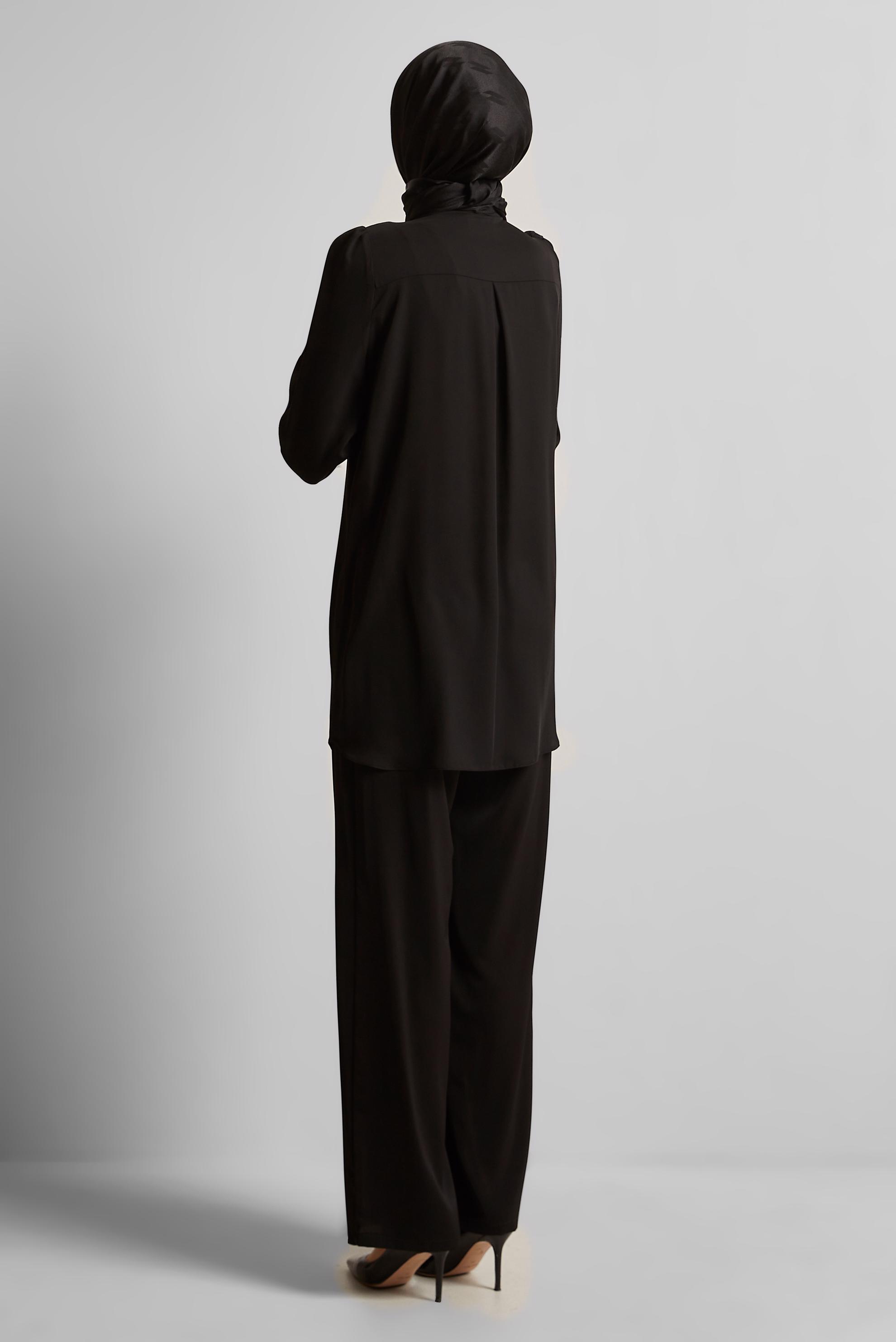 Tesettür giyim SİYAH BAĞLAMA DETAYLI TUNİK 45609