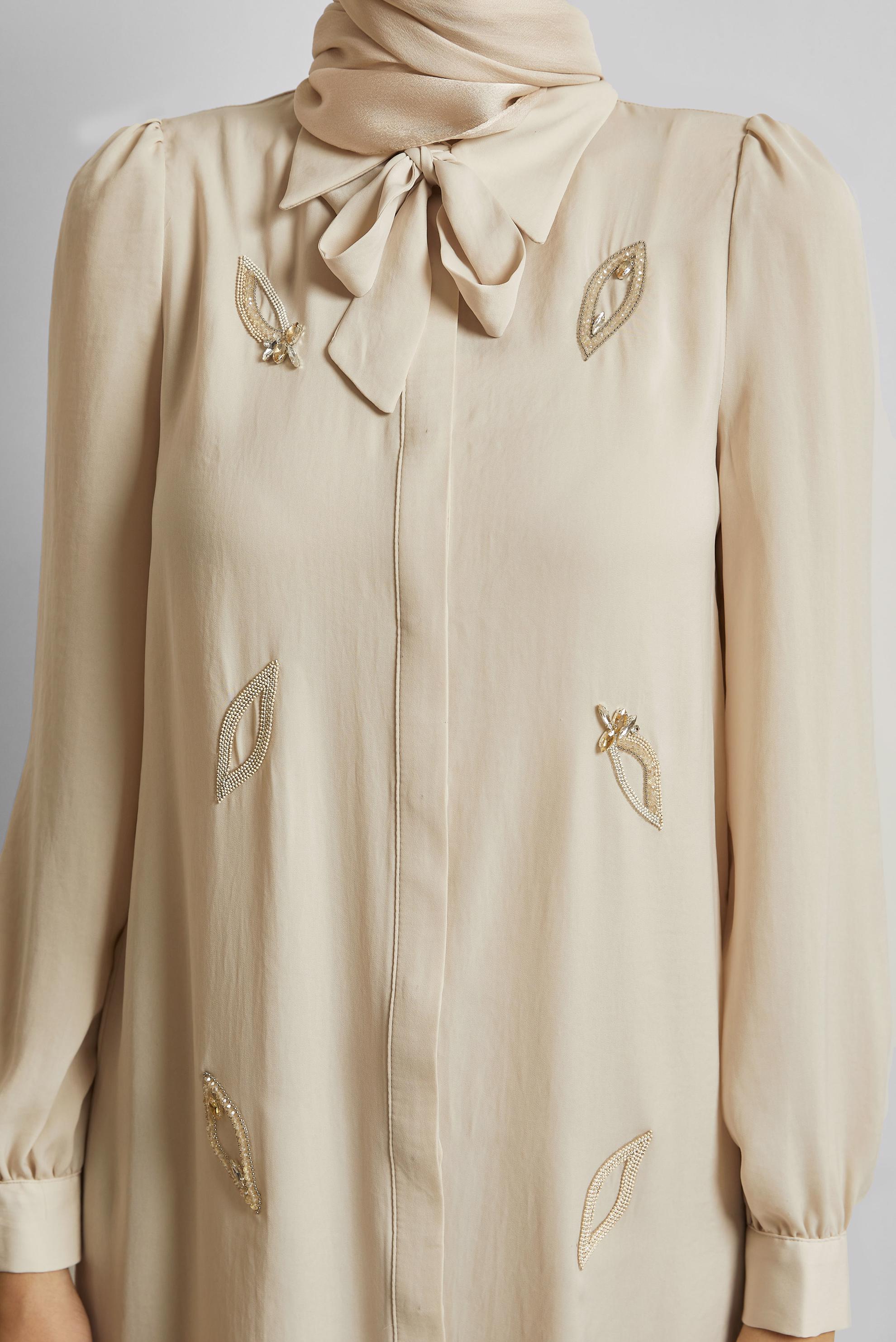 Vêtements hijab BEIGE TUNIQUE NOUÉE 45609