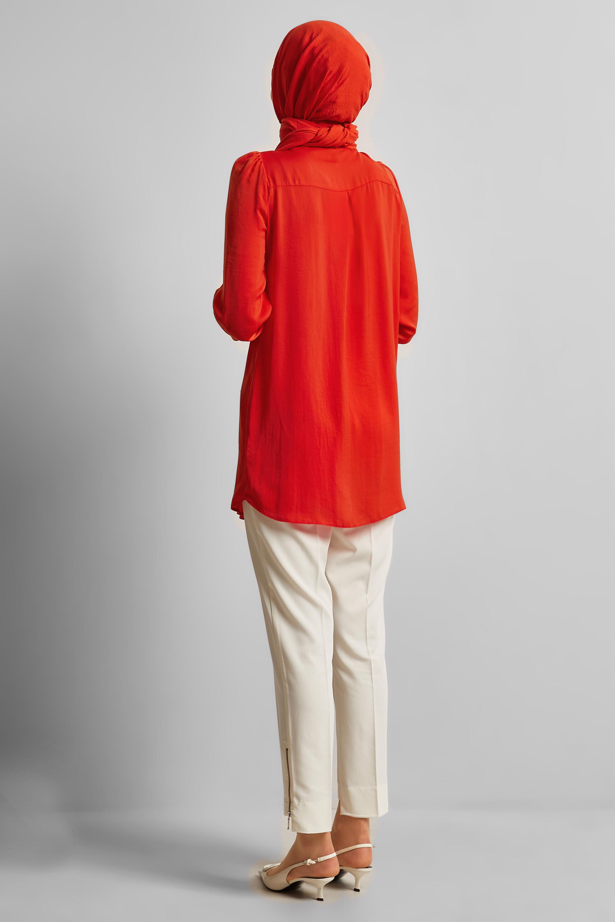 Tesettür giyim KIRMIZI BAĞLAMA DETAYLI TUNİK 45609