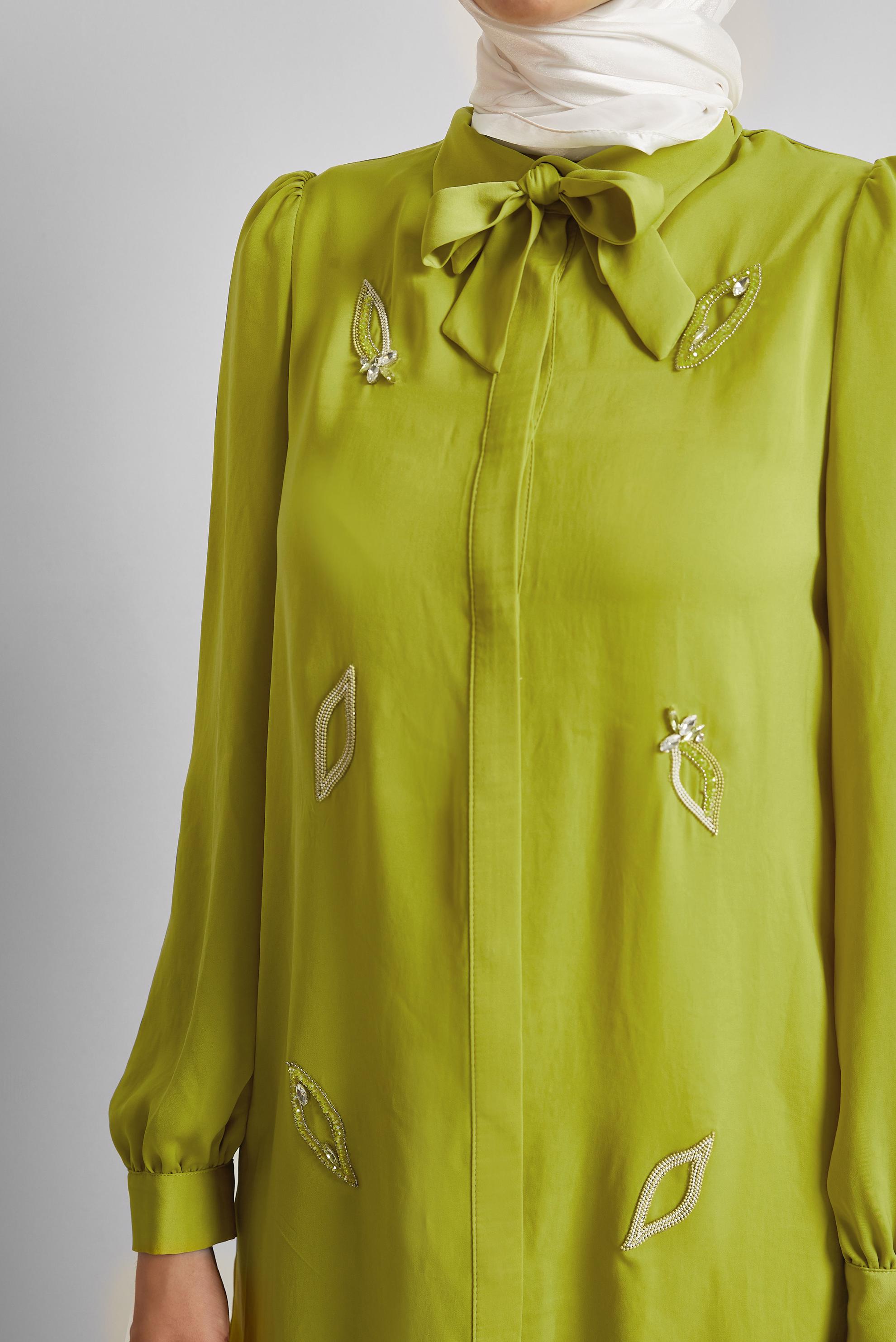 Vêtements hijab VERT TUNIQUE NOUÉE 45609