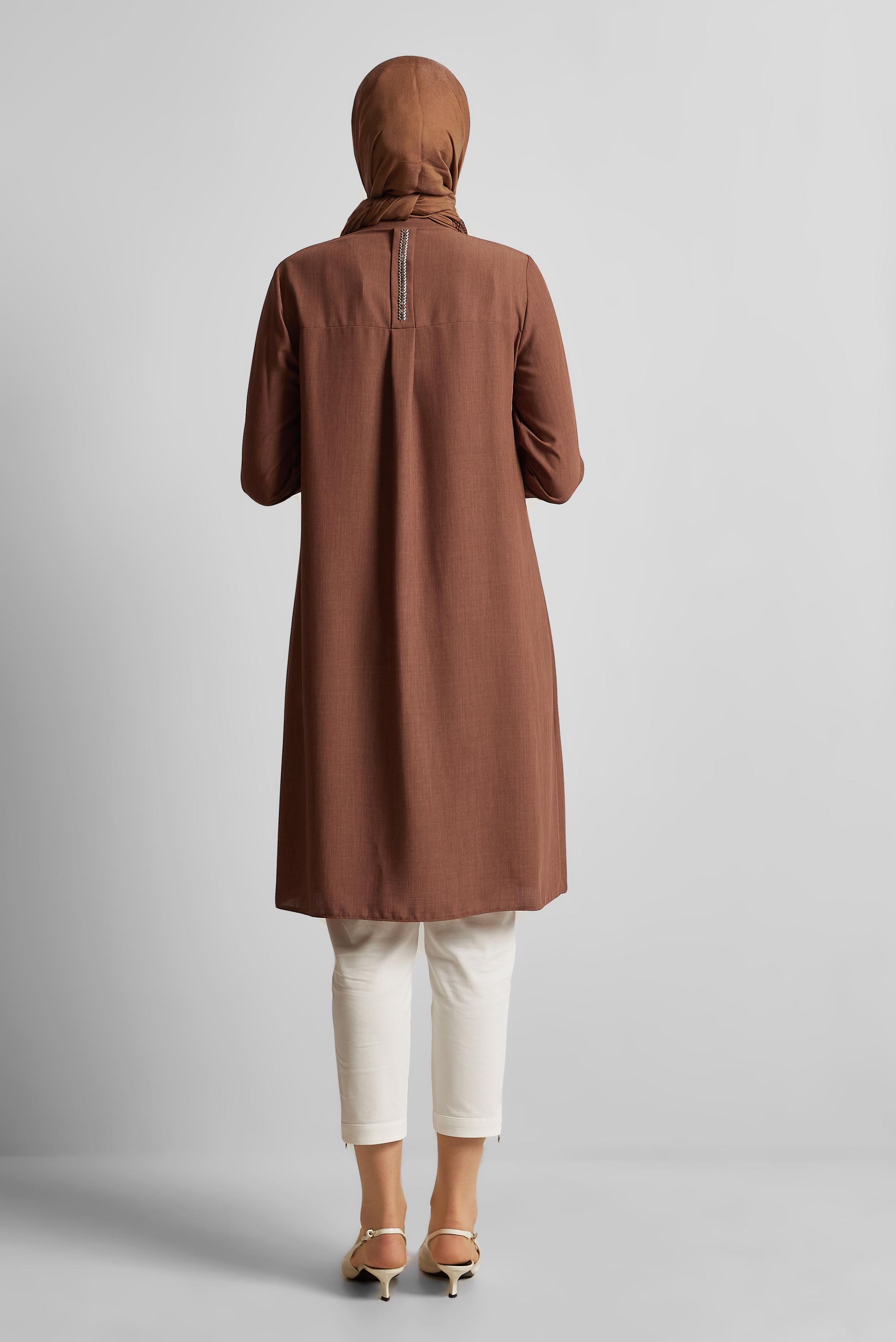 Vêtements hijab ORANGE TUNIQUE COL CHEMISE 45611