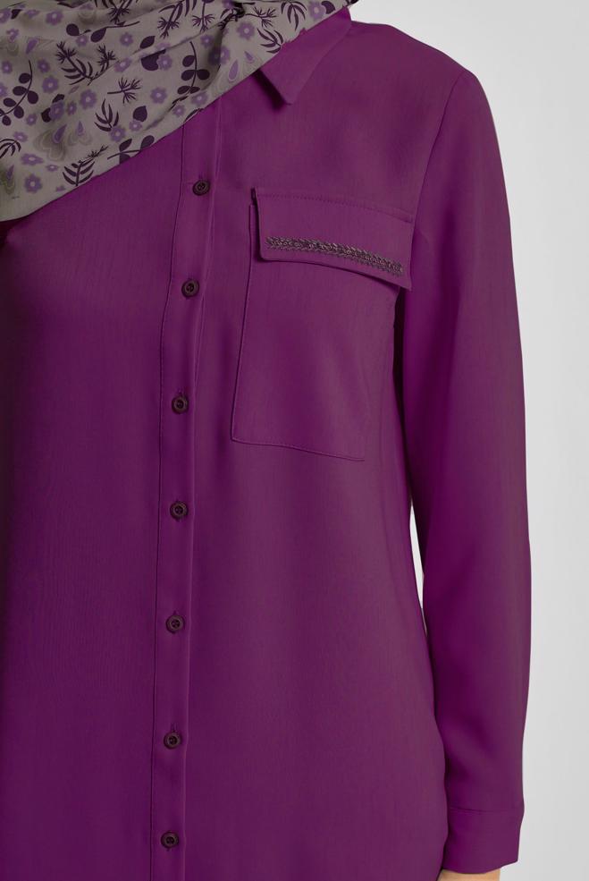 Hijab clothing BEIGE SHIRT COLLAR TUNIC 45611 - ALVİNA