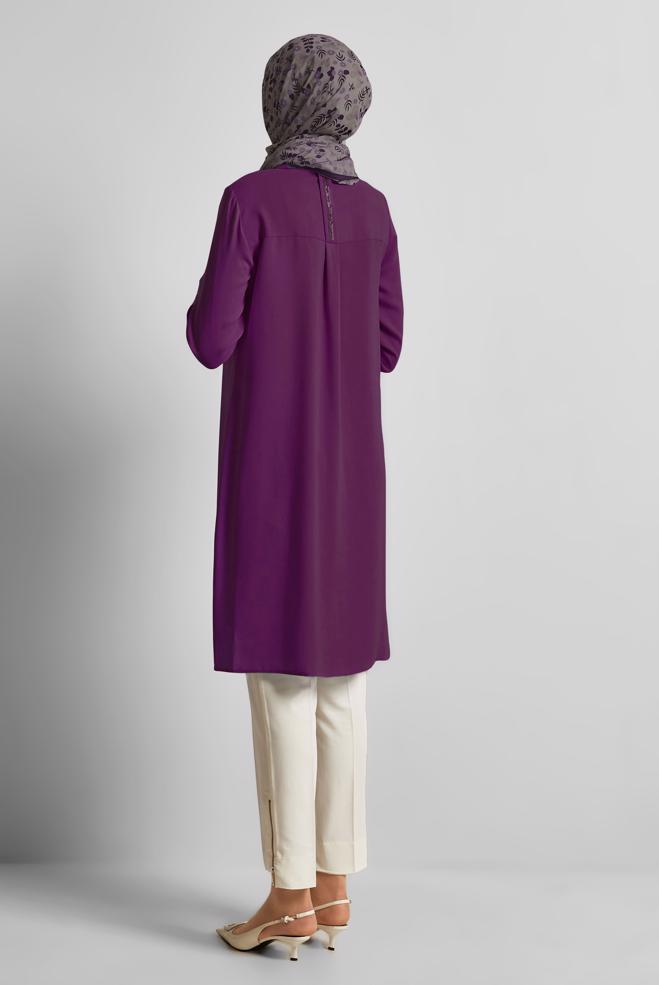 Hijab clothing BEIGE SHIRT COLLAR TUNIC 45611 - ALVİNA