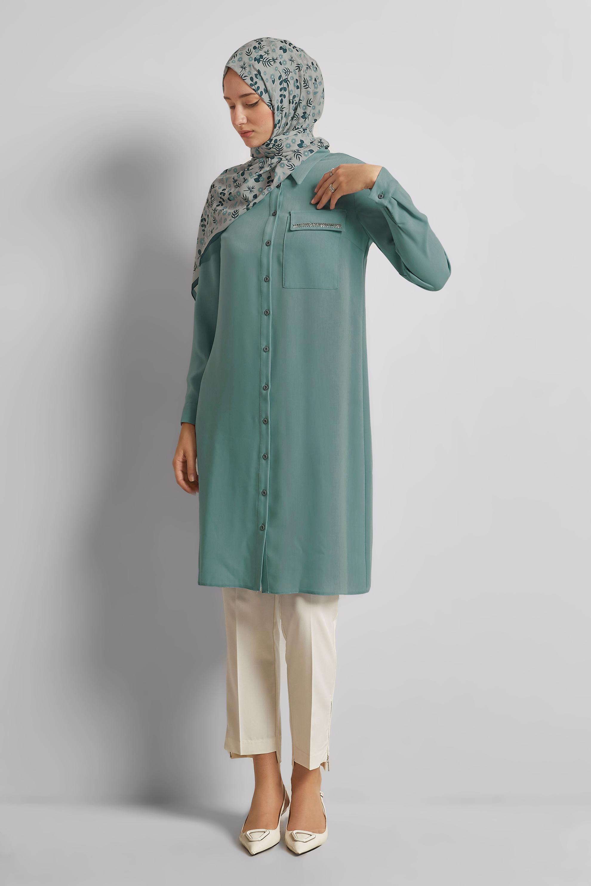 Hijab clothing GREEN 45611 LYONN TUNİK 40-48 TEK 38