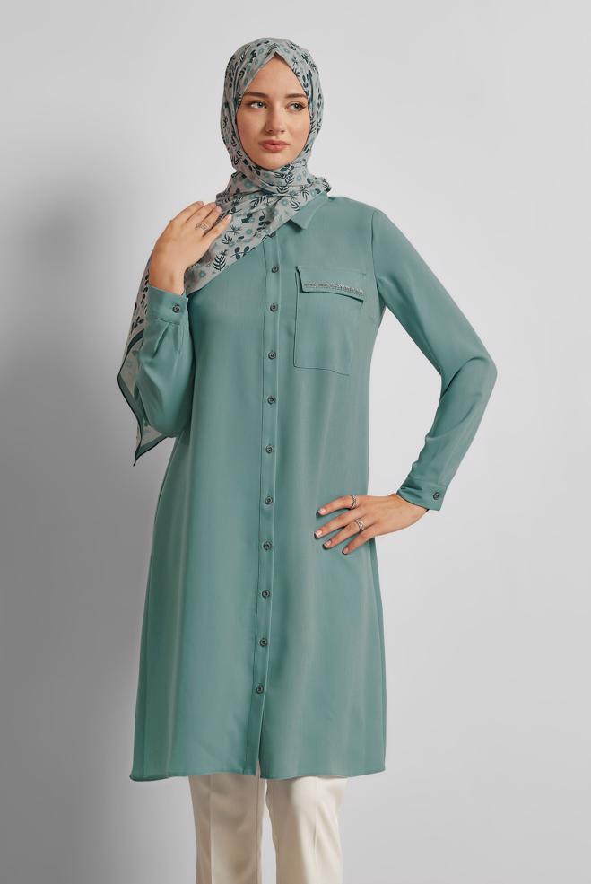 Hijab clothing GREEN 45611 LYONN TUNİK 40-48 TEK 38 - ALVİNA